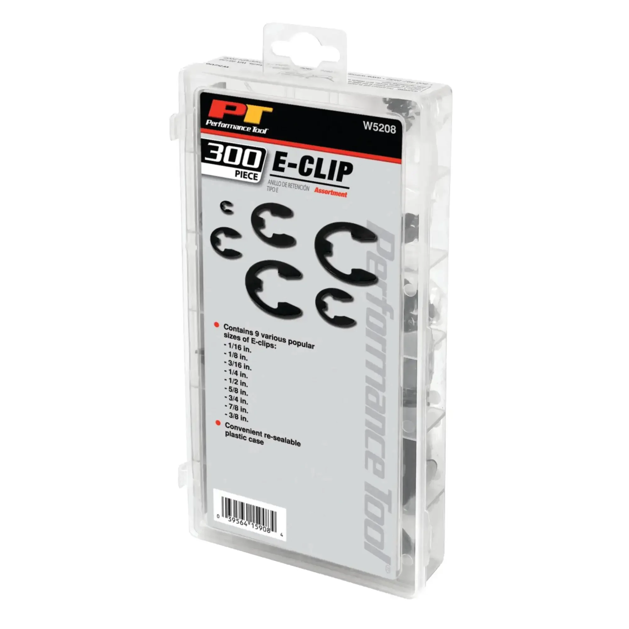 W5208 300 Piece E Clip Assortment Kit With Resealable Case For Shop Use Includes Nine Popular E Clip Sizes Durable Black Finish Perfect For Automotive And Hardware Projects - Image 2