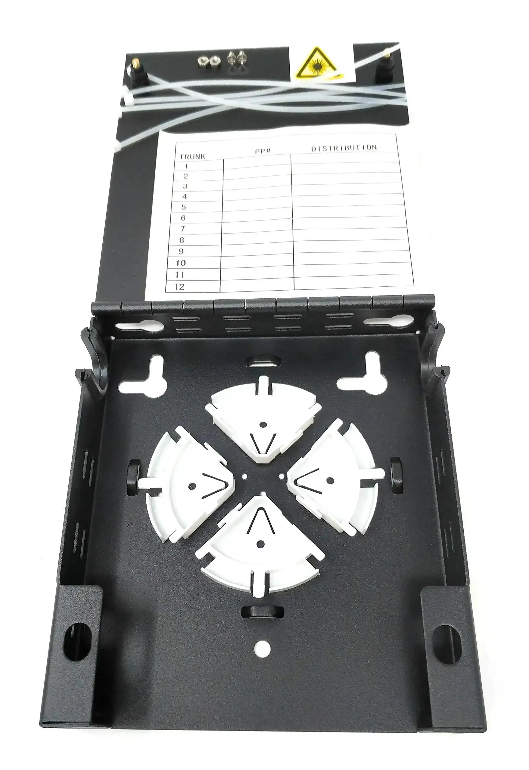 Wall Mount Fiber Enclosure With Spool And Loaded 6 Port LC UPC OM3 Multimode Duplex LGX Panel Black Pro Grade Build For Easy Data Center Cabling And Rack Ready Organization - Image 3