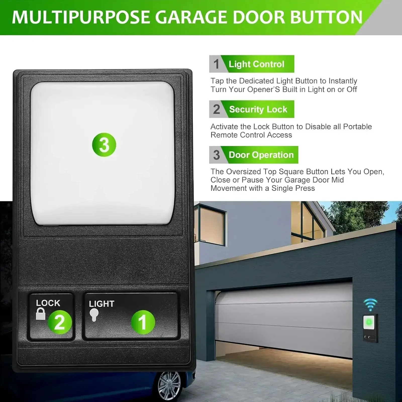 Wall Mount Garage Door Control Panel Switch For Plug And Play Opener Setup, Multi Function Controller Compatible With 390MHz And 315MHz Systems, Works With 78LM 81LM 371LM And 971LM Receivers, Not For Yellow Learning Button Models - Image 8