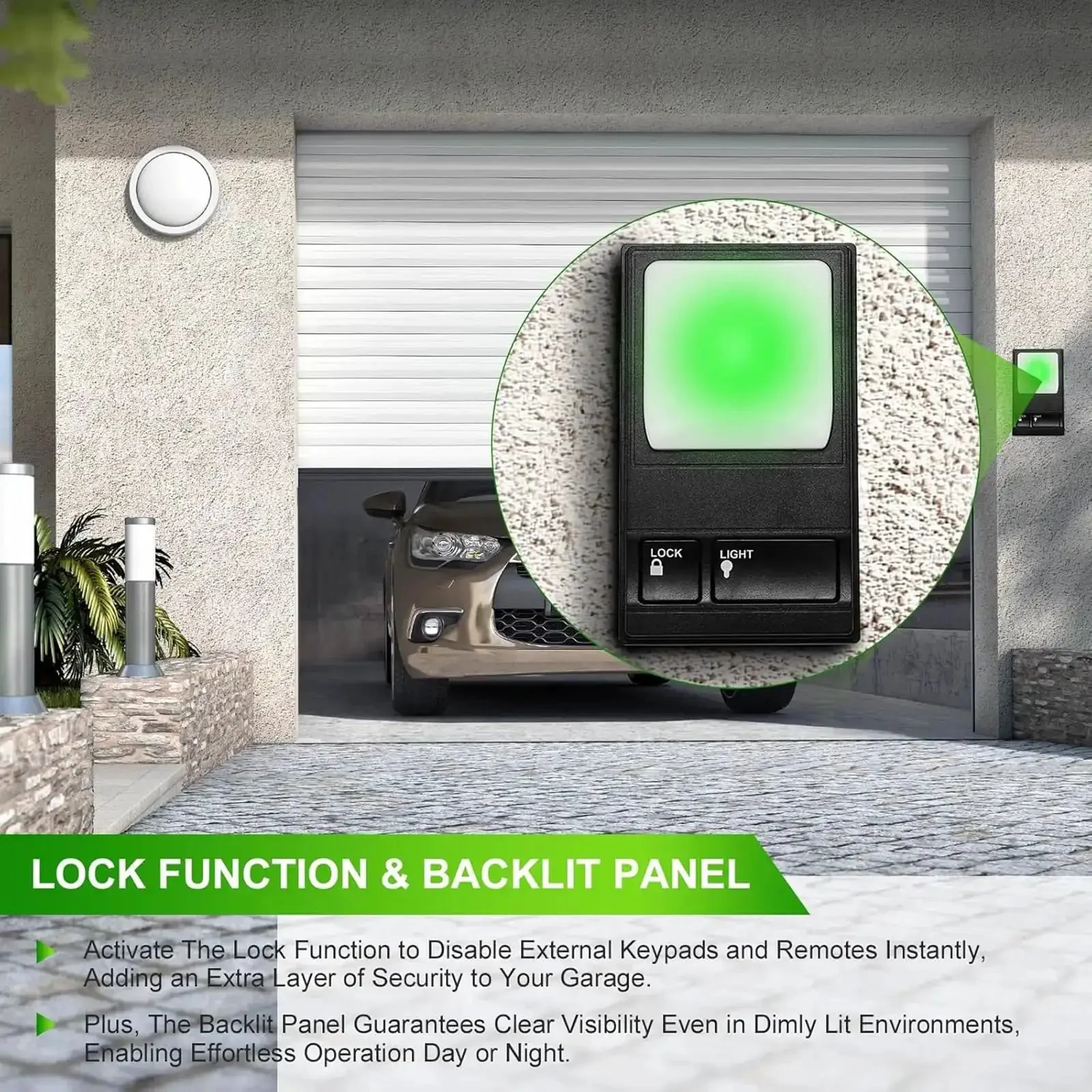 Wall Mount Garage Door Control Panel Switch For Plug And Play Opener Setup, Multi Function Controller Compatible With 390MHz And 315MHz Systems, Works With 78LM 81LM 371LM And 971LM Receivers, Not For Yellow Learning Button Models - Image 9