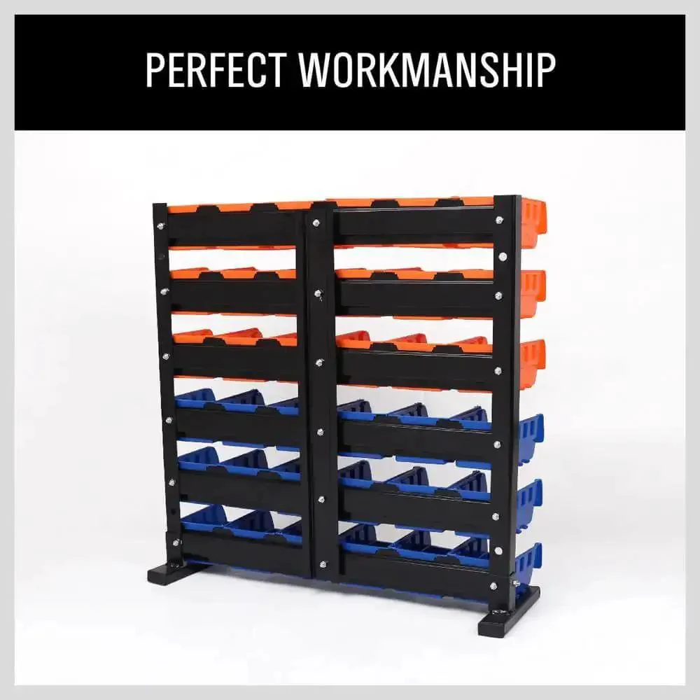 Wall Mounted 36 Bin Storage Rack for Garage and Workshop Heavy Duty Plastic Bin Organizer Kit with Detachable Label Friendly Bins Easy Mounting Durable Tool Storage System for Home Shop and Man Cave - Image 7
