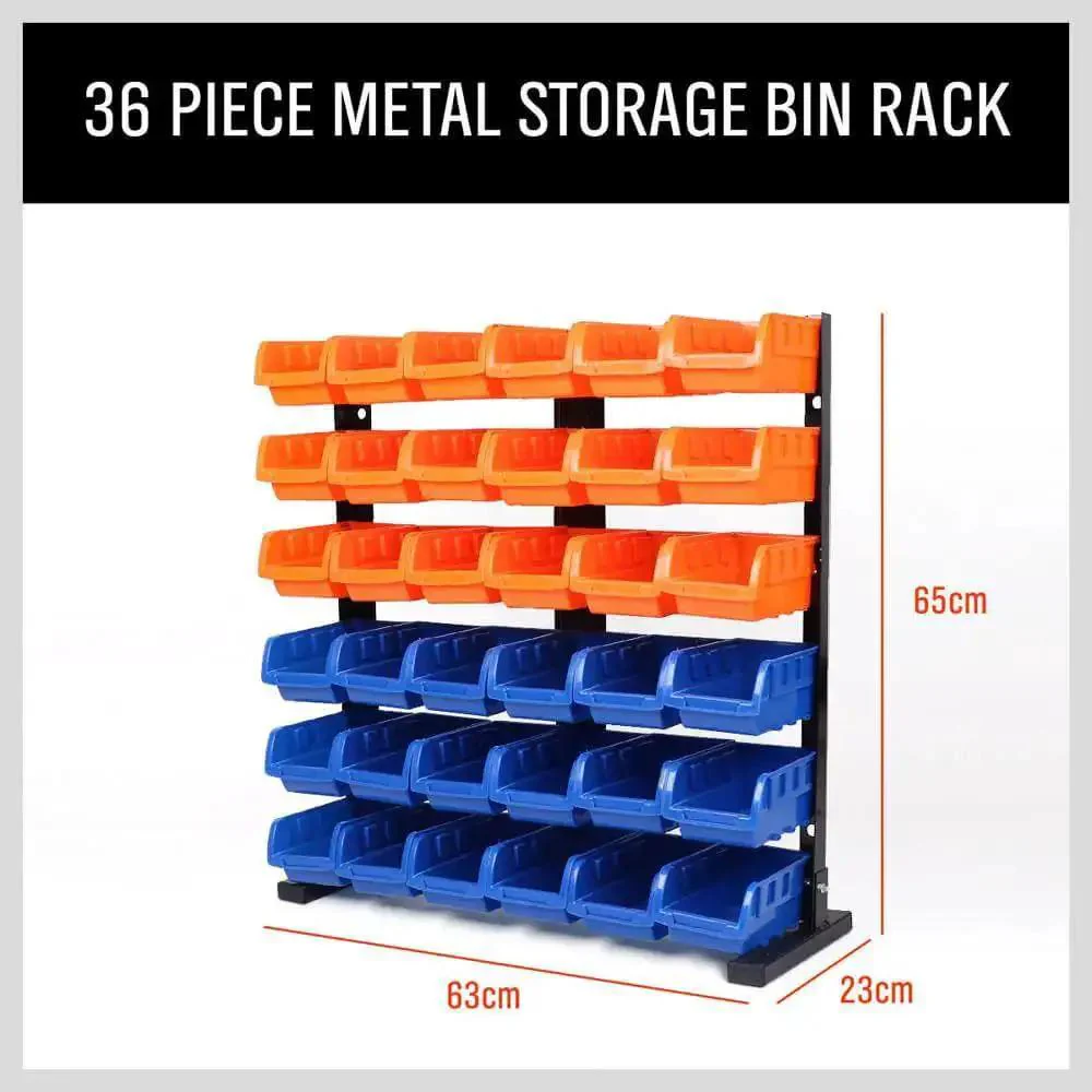 Wall Mounted 36 Bin Storage Rack for Garage and Workshop Heavy Duty Plastic Bin Organizer Kit with Detachable Label Friendly Bins Easy Mounting Durable Tool Storage System for Home Shop and Man Cave - Image 8