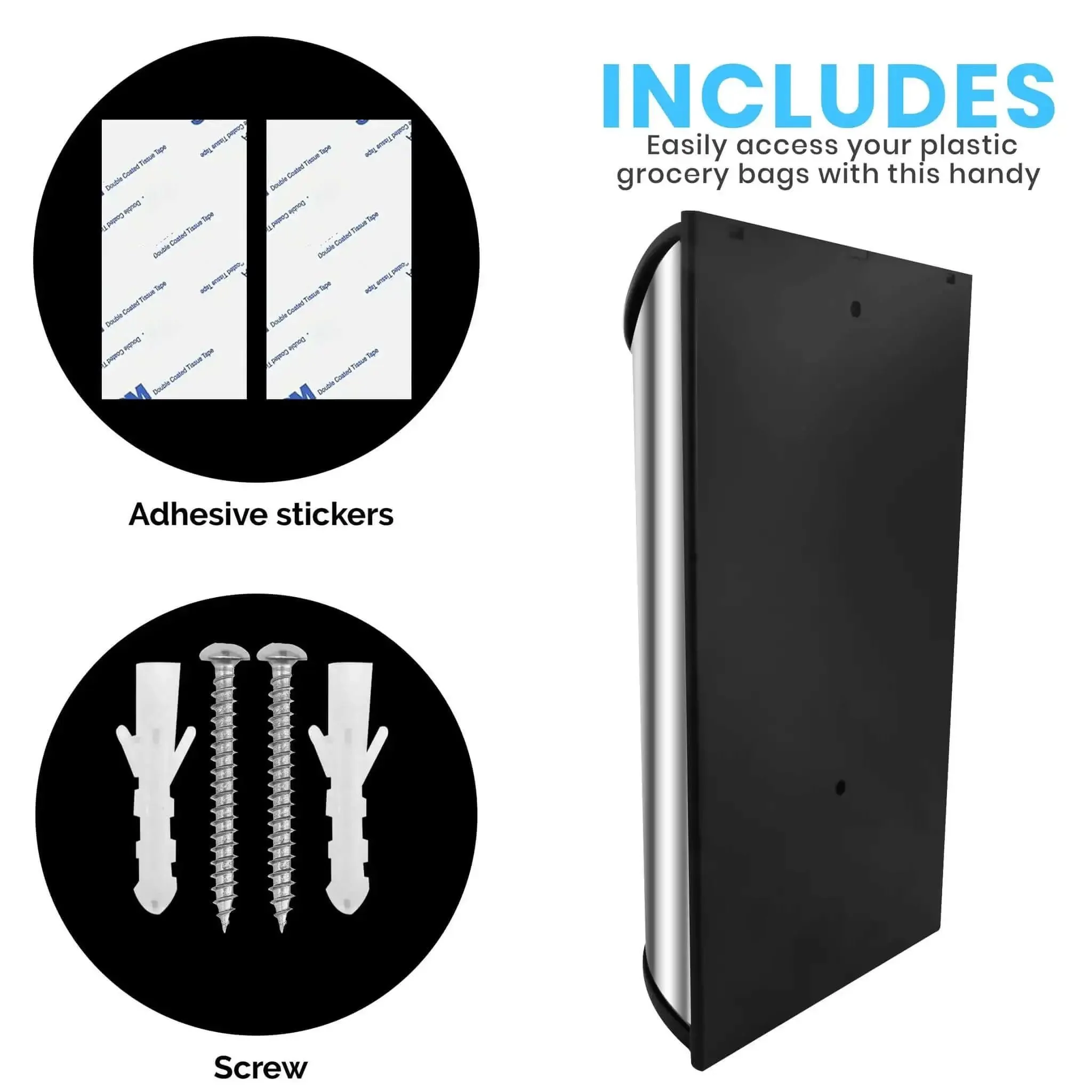 Wall Mounted Stainless Steel Grocery Bag Holder And Dispenser For Kitchen And Pantry No Fuss Space Saving Plastic Bag Organizer Reusable Bag Dispenser Fingerprint Resistant Easy Mount Inside Cabinet Or Wall Silver - Image 4