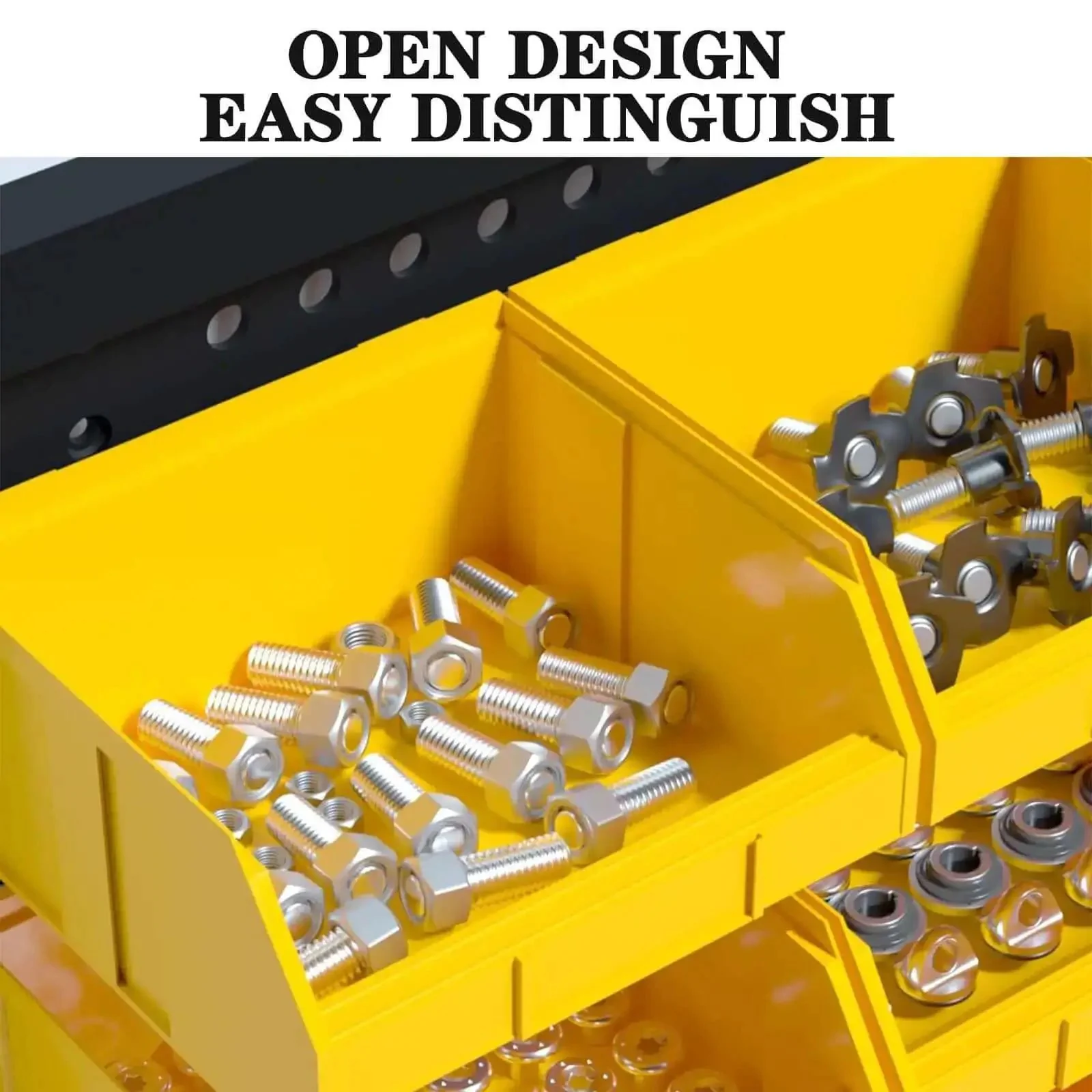 Wall Mounted Storage Bins 30 Compartment Tool Organizer Rack For Tools Hardware Crafts Office Supplies And More Black And Yellow Grab And Go Easy Access Plastic Containers - Image 3