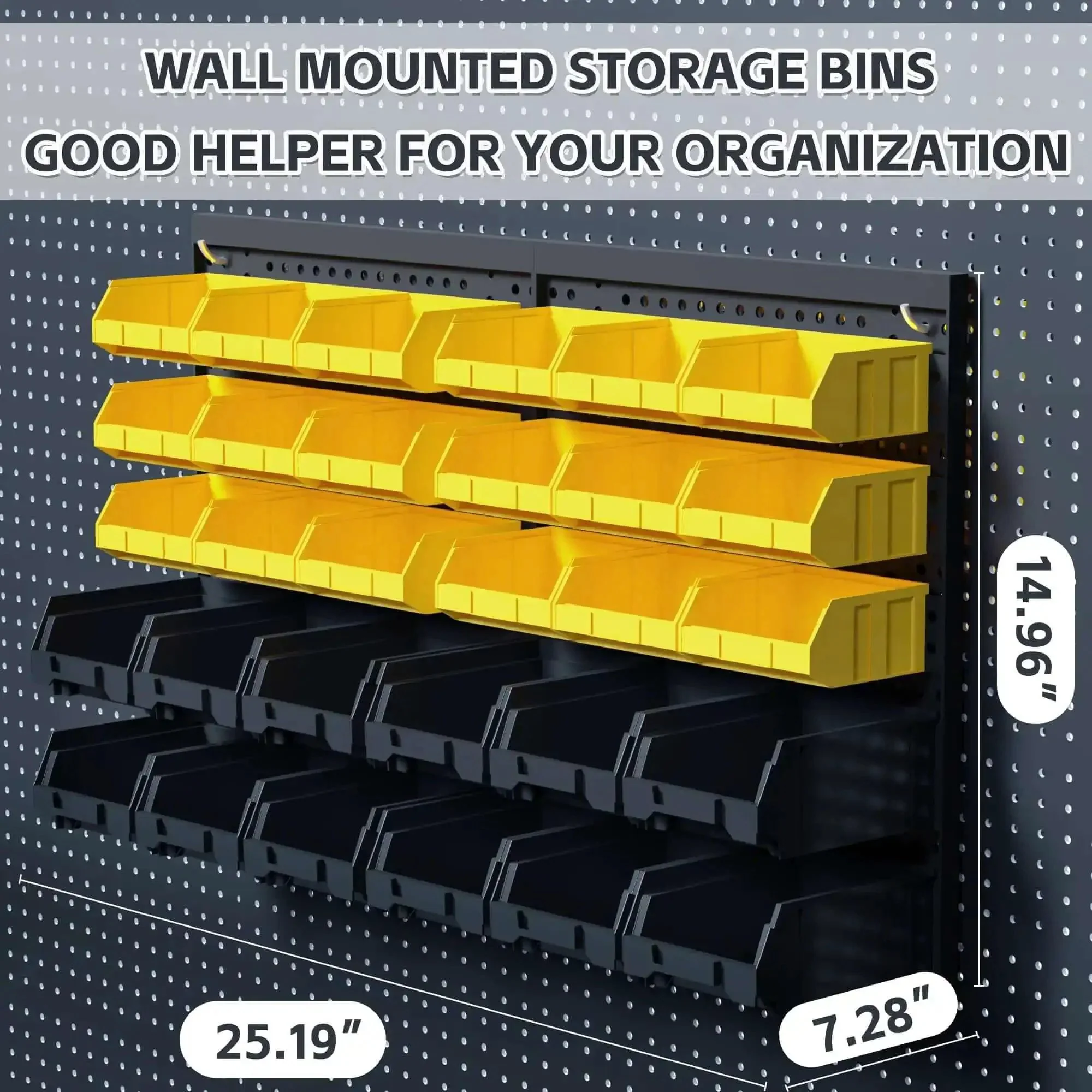 Wall Mounted Storage Bins For Garage Organizer 30 Piece Plastic Tool Bins In Black And Yellow Must Have Durable Heavy Duty Small Hardware Parts Organizer For Screws Nuts Bolts And Other Tiny Parts - Image 6