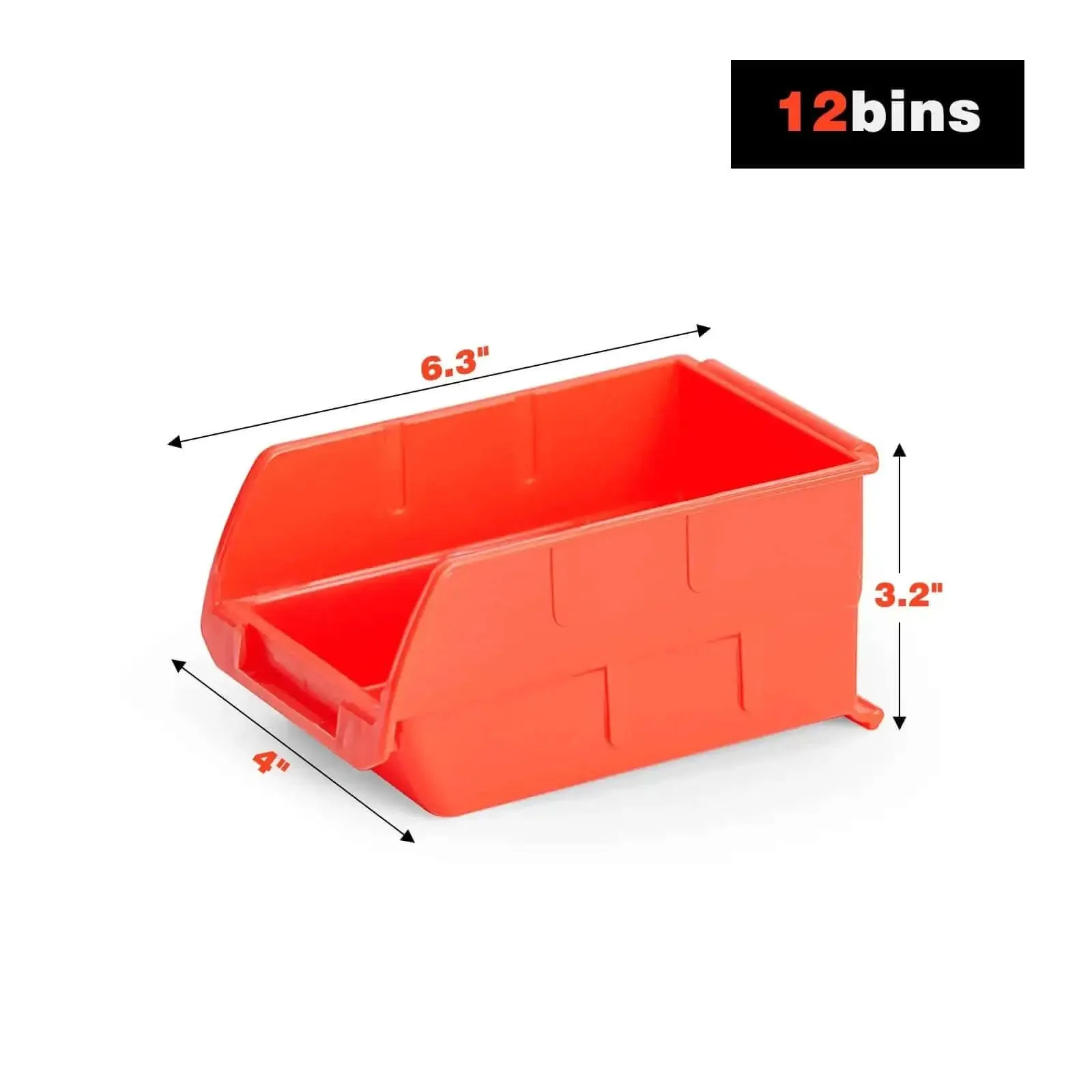 Wall Mounted Storage Bins Set With 12 Plastic Bins And 3 Rails For Garage Tools Hanging Organizer For Screws Nuts Bolts Nails And Small Hardware Durable Orange Storage System For Easy Access And Clean Efficient Organization - Image 6