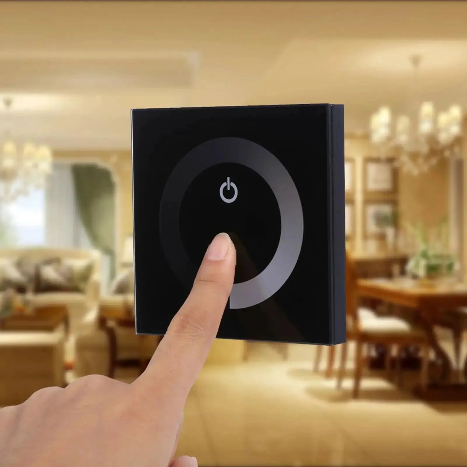 Wall Mounted Touch Panel Dimmer for 12V-24V Single Color LED Light Strips Easy Brightness Control With Smooth Glass Touch Panel Black Finish Energy Saving Home Lighting Controller For Mood Lighting - Image 9