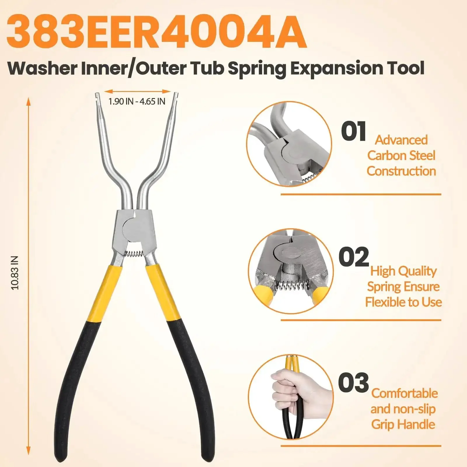 Washer Spring Expansion Removal Tool For Front Load Washers Fits LG Samsung Whirlpool Kenmore And More Easy To Use Door Boot Spring Clamp Removal Tool For Inner Outer Door Boot Seals - Image 7