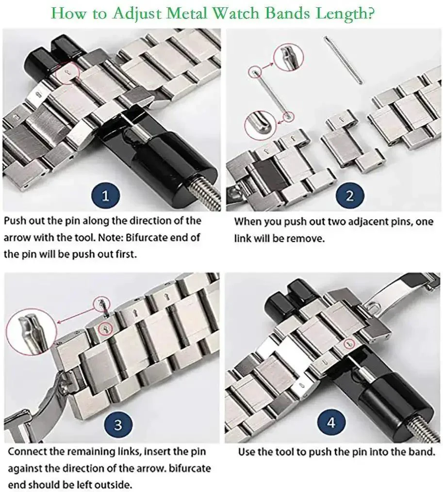 Watch Band Link Removal Kit For Metal And Stainless Steel Bands Pro Grade Tool Free Sizing Pin Remover For Bracelets Adjustable Watch Band Repair Kit With Extra Pins - Image 5