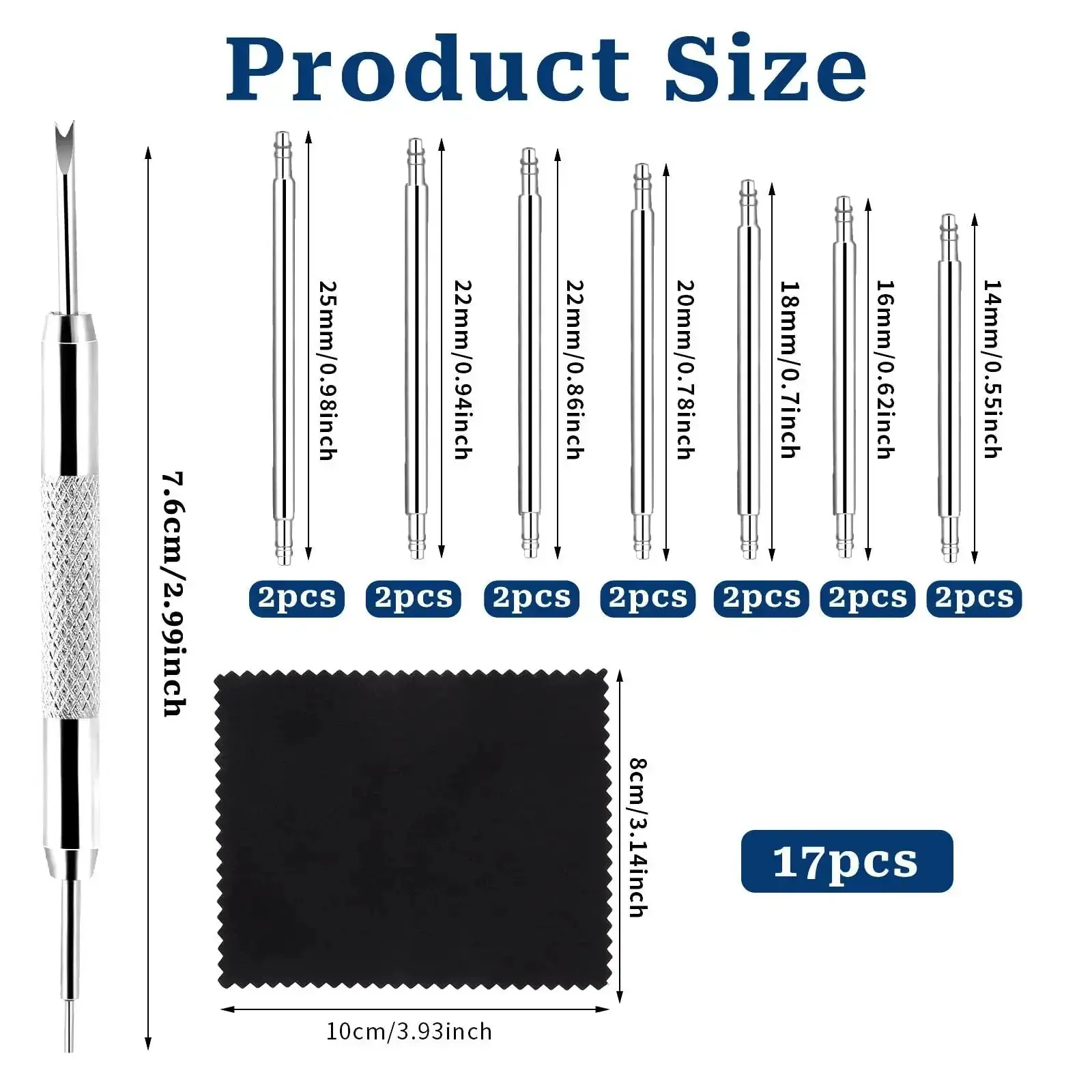 Watch Band Pins Replacement Kit 16 Pieces Pro Grade 1.5mm Stainless Steel Heavy Duty Link Remover Set For Watch Straps And Bracelets Adjustment Tools 14mm To 25mm Length Fits Most Bands - Image 5
