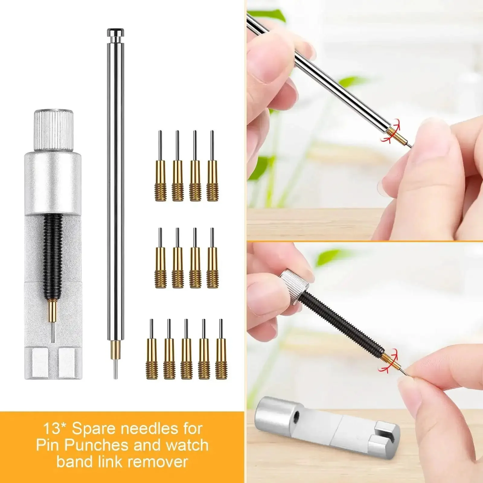 Watch Link Removal Tool Kit For Band Adjustment And Replacement, Pro Grade Watch Repair Set With Link Remover, Spare Needles, 20 Spring Bars, Pin Punch, Hammer, Holder, And User Manual For Easy DIY Bracelet Sizing - Image 7