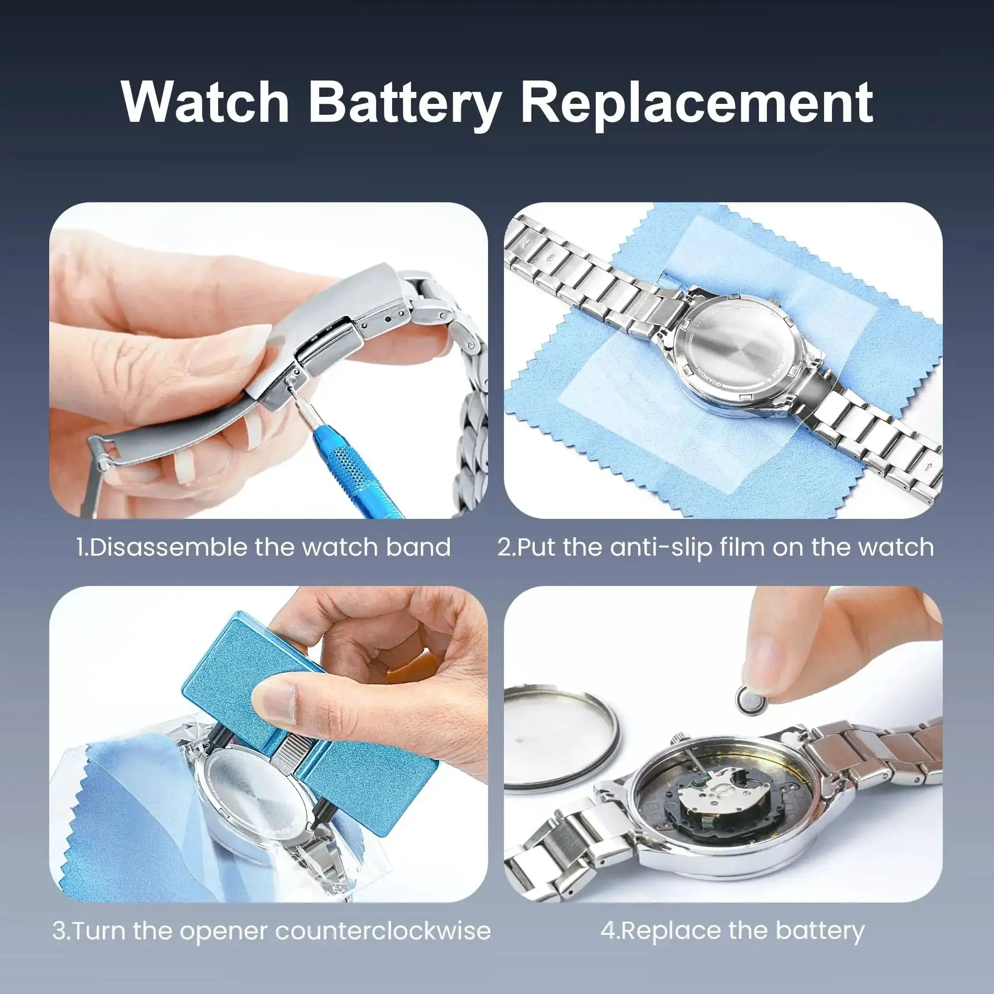 Watch Repair Tool Kit For Battery Replacement, Strap Adjustment, Link Pin Remover, Case Back Opener And Pry Knife With Hammer And Spring Bar Tools, Pro Grade All In One Set For Quick On The Go Repairs - Image 5