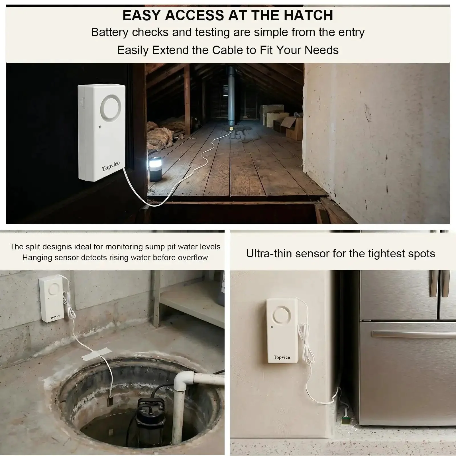 Water Leak Alarm Sensor Kit For Home Basements And RVs With 120dB Loud Battery Operated Alarm Sump Pump Overflow Moisture Floor Sensor Flood Detection In A 2 Pack For Quick Alerts Neighbors Can Hear And Prevent Flood Damage - Image 5
