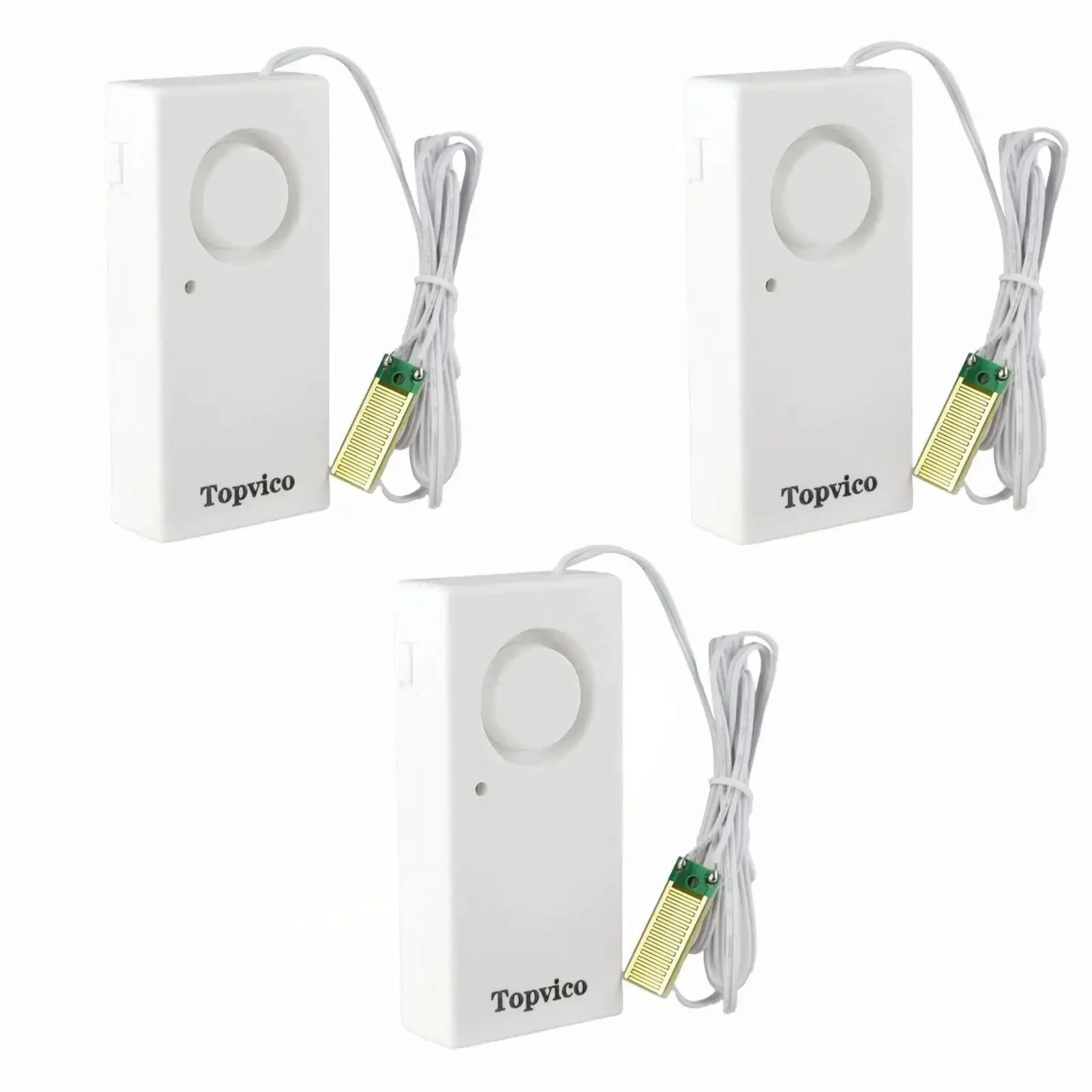 Water Leak Sensor Alarm For Basement And RV Moisture Detection, 120dB Loud Flood Alarm, Battery Operated, Works Alone, 3 Pack, Instant Alerts To Stop Water Damage And Protect Your Space