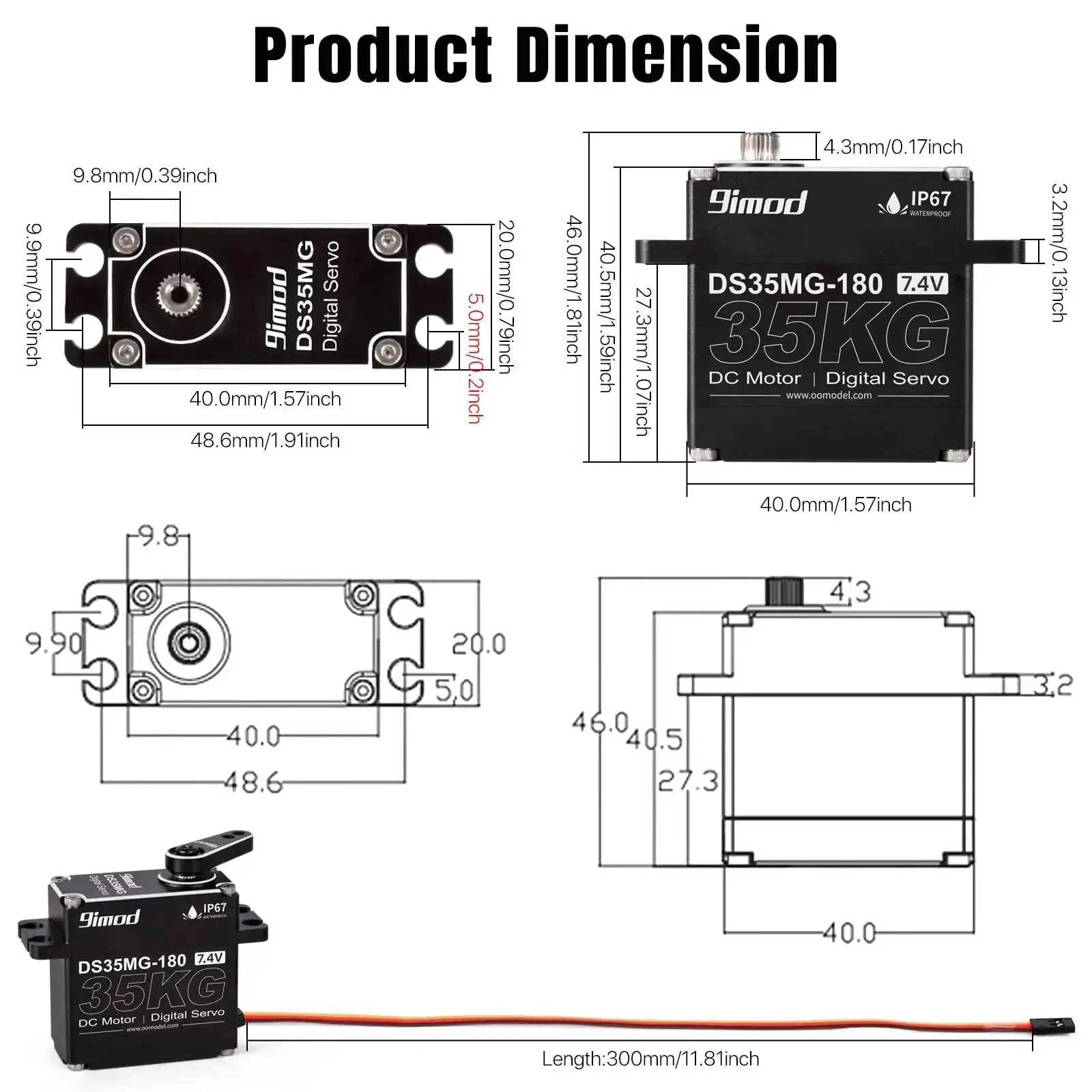 Waterproof 35Kg Beefy Torque RC Steering Servo With Full Metal Gear Digital High Speed For 1/8 1/10 1/12 RC Cars Crawler Truck Buggy Robotic Projects 180 Degree Control And Arduino Compatible - Image 3