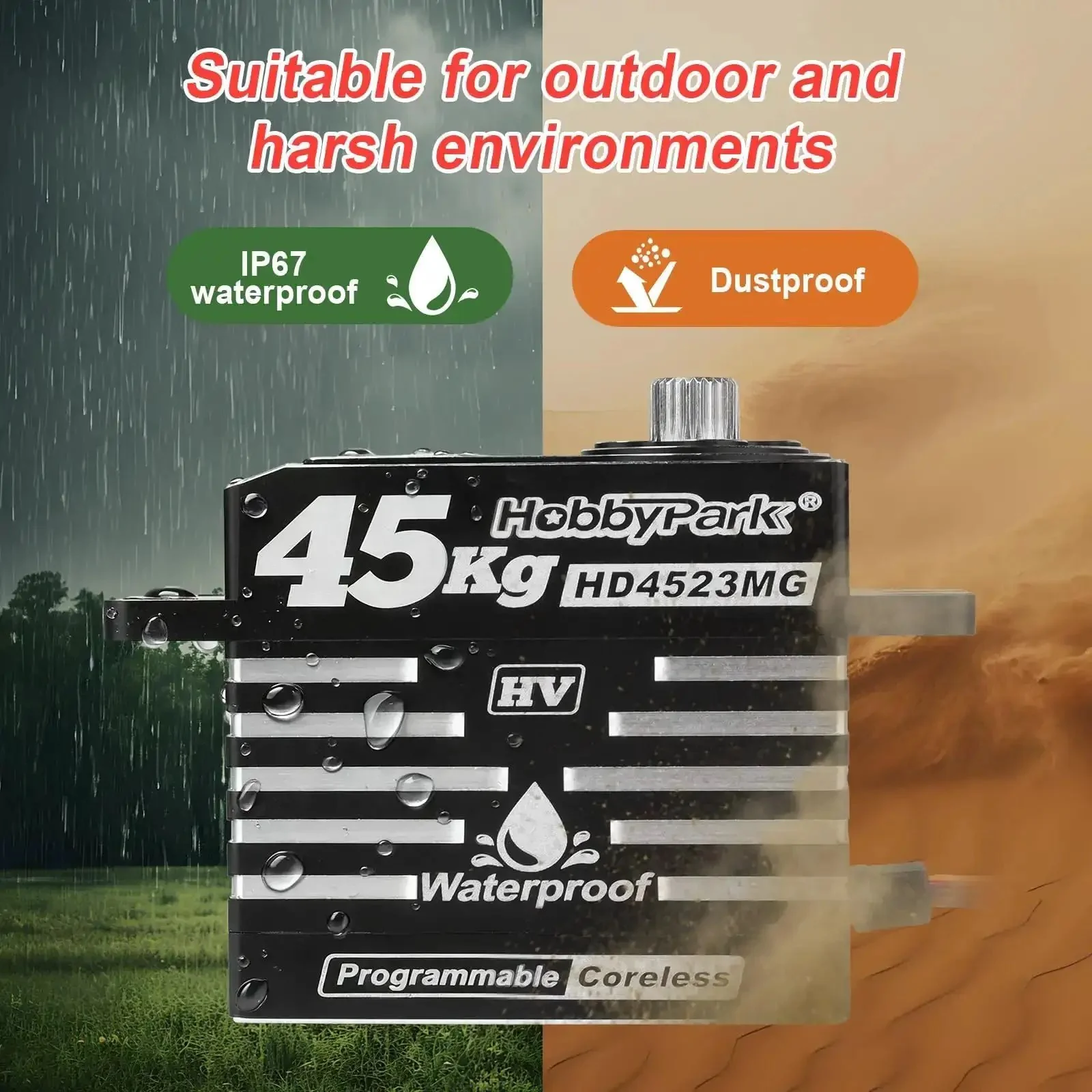 Waterproof 45Kg/cm Coreless HV RC Servo With Full Metal Gear 8.4V Beefy Torque Programmable Servo For 1 By 8 And 1 By 10 RC Crawlers Trucks Cars Buggy Robotic Control 180 Degree Travel 2BB Bearings - Image 7