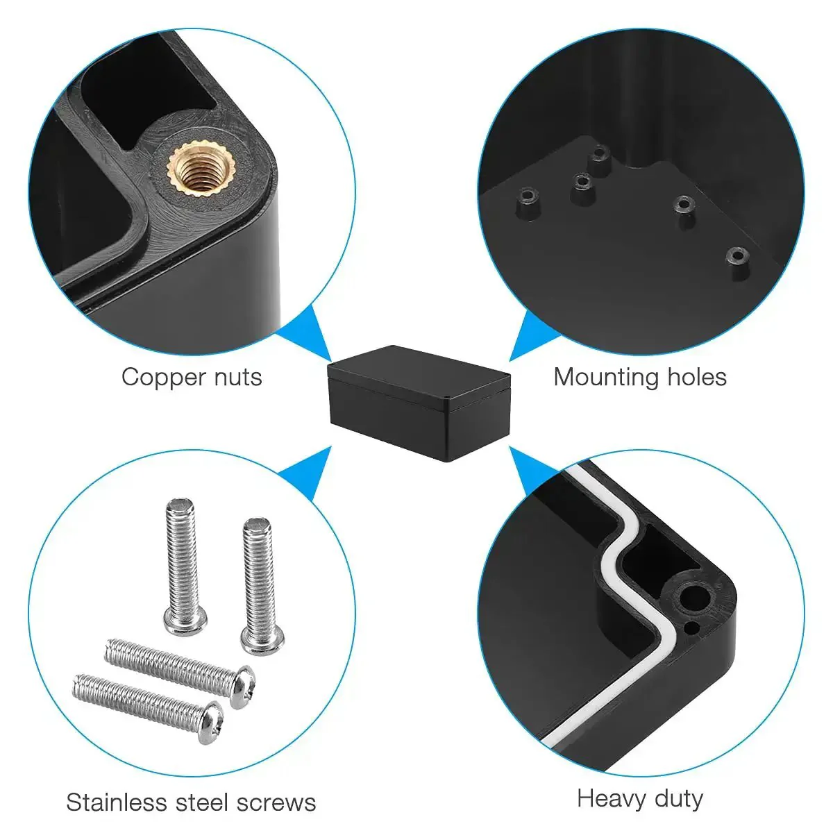 Waterproof ABS Plastic Electronics Project Box Enclosure 200mm By 120mm By 75mm Black For DIY Meters Sockets LEDs And Board Mounting Durable Junction Box - Image 5