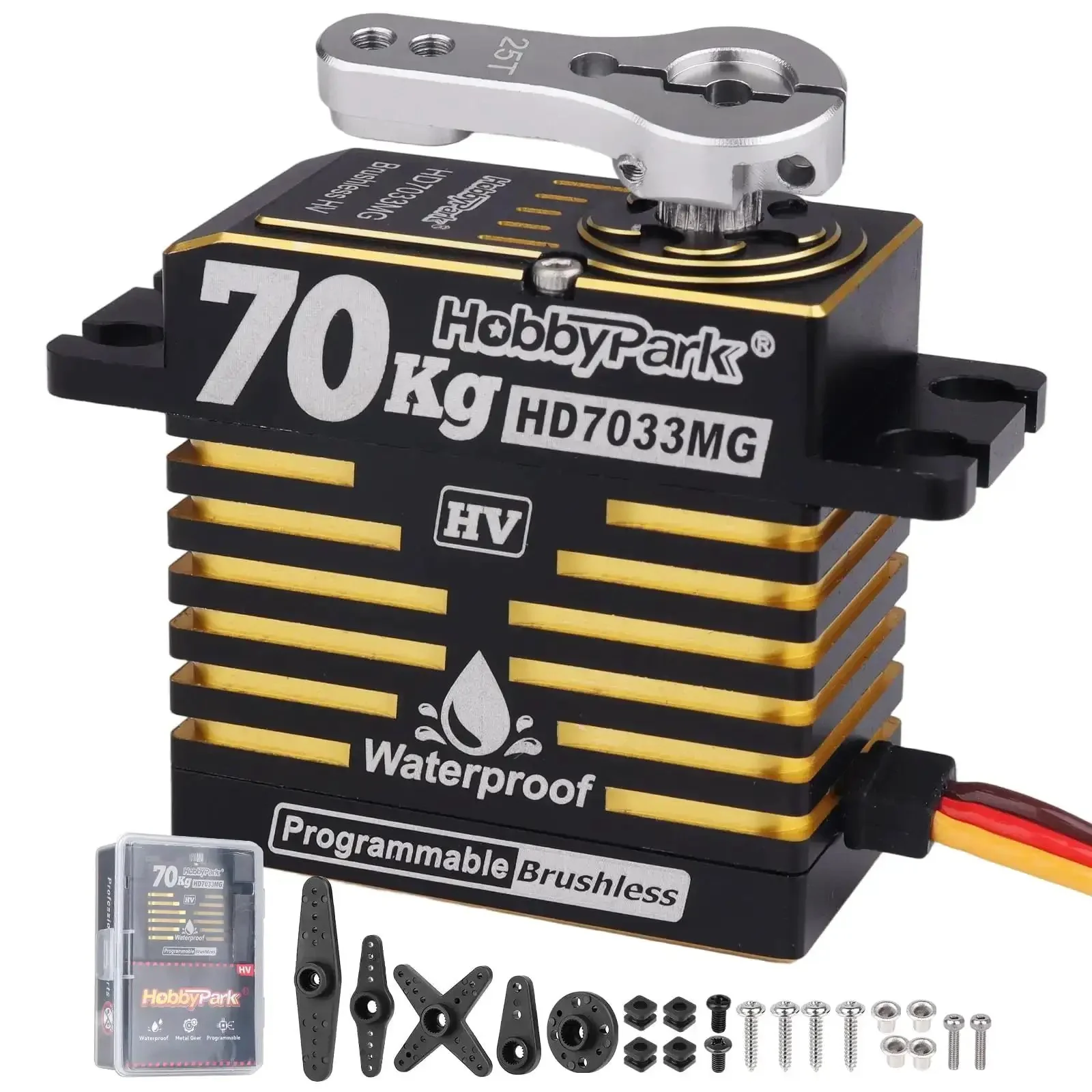 Waterproof Brushless RC Servo High Torque 70kg With Metal Gears And Aluminum Case 180 Degree Digital Servo For 1Eighth And 1Tenth RC Crawlers Trucks Buggies SCX10 TRX4 And Heavy Bashers