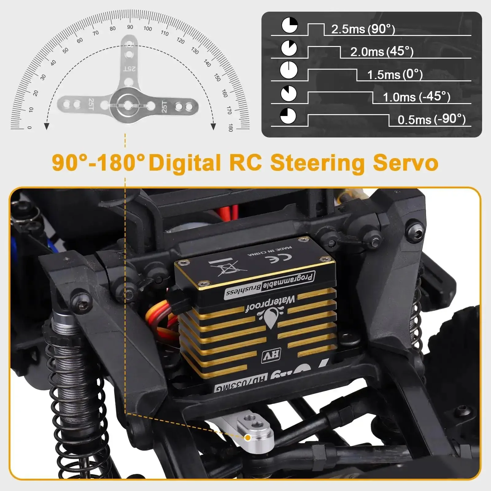 Waterproof Brushless RC Servo High Torque 70kg With Metal Gears And Aluminum Case 180 Degree Digital Servo For 1Eighth And 1Tenth RC Crawlers Trucks Buggies SCX10 TRX4 And Heavy Bashers - Image 3