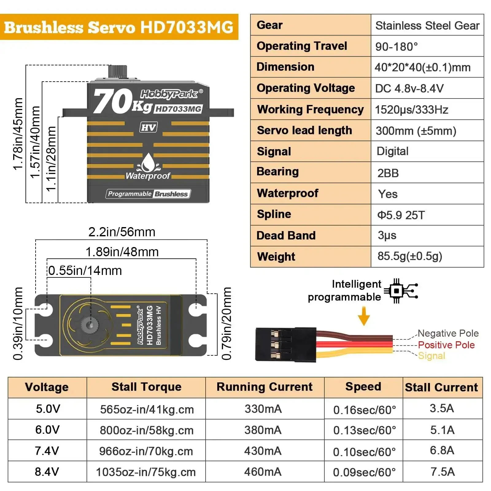 Waterproof Brushless RC Servo High Torque 70kg With Metal Gears And Aluminum Case 180 Degree Digital Servo For 1Eighth And 1Tenth RC Crawlers Trucks Buggies SCX10 TRX4 And Heavy Bashers - Image 4