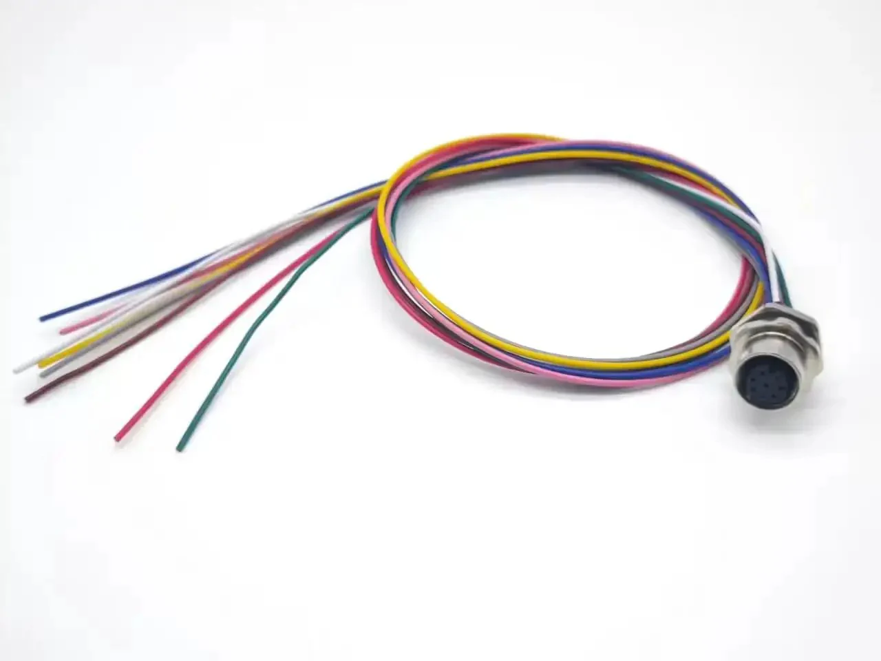 Waterproof M12 8 Pin Sensor Receptacle Connector A Coded Aviation Socket Female Straight Shielded Solder Type Back Mount Wiring 0.2m Wireable Cable Built For Rugged Industrial Round Connectors - Image 3