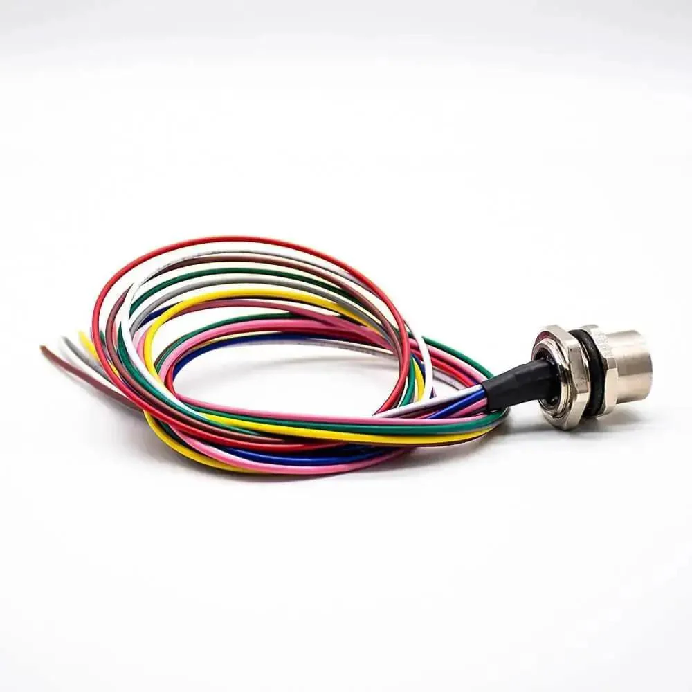 Waterproof M12 8 Pin Sensor Receptacle Connector A Coded Aviation Socket Female Straight Shielded Solder Type Back Mount Wiring 0.2m Wireable Cable Built For Rugged Industrial Round Connectors - Image 4