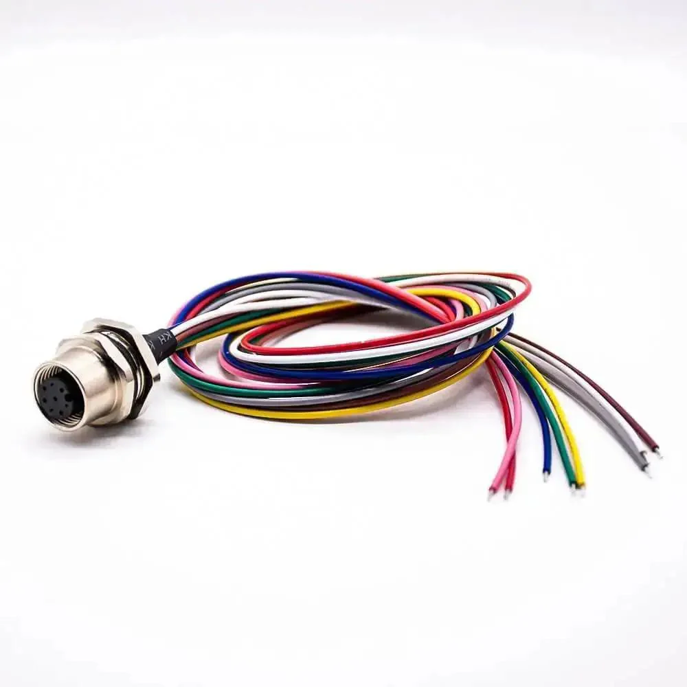 Waterproof M12 8 Pin Sensor Receptacle Connector A Coded Aviation Socket Female Straight Shielded Solder Type Back Mount Wiring 0.2m Wireable Cable Built For Rugged Industrial Round Connectors - Image 5
