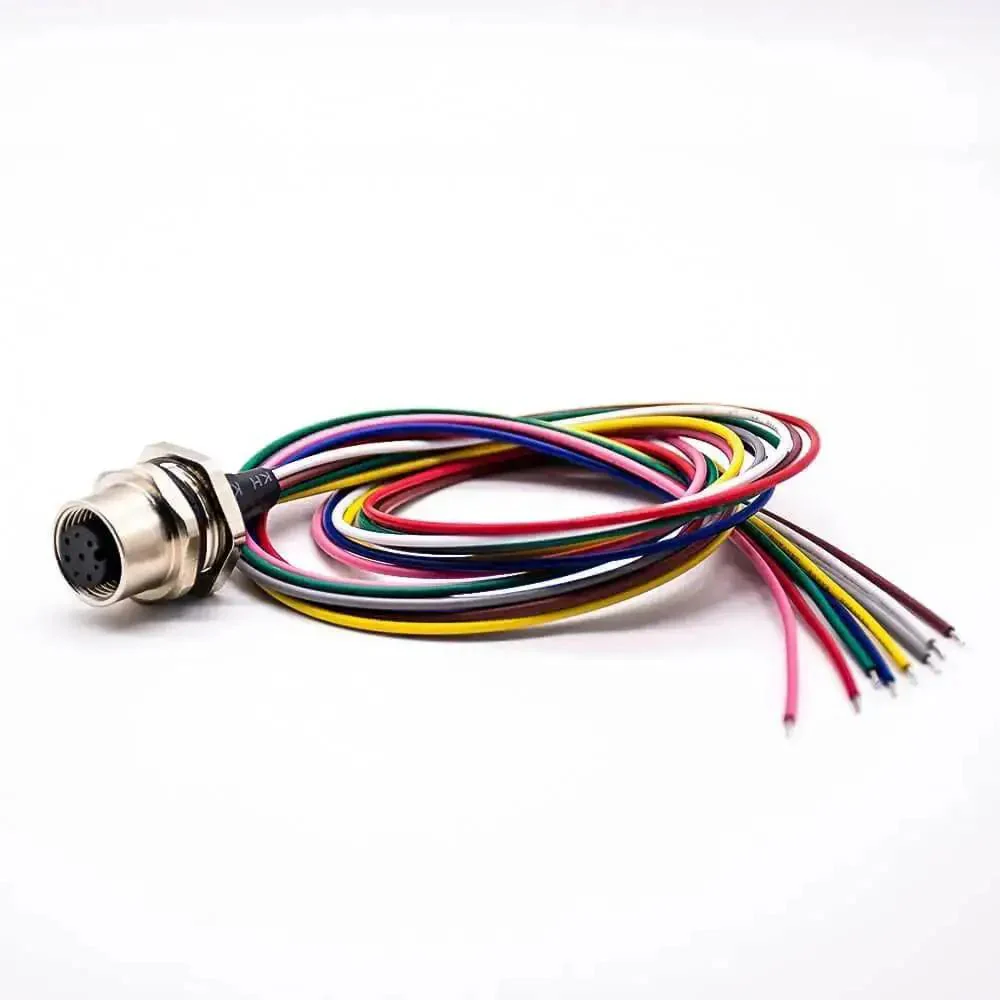 Waterproof M12 8 Pin Sensor Receptacle Connector A Coded Aviation Socket Female Straight Shielded Solder Type Back Mount Wiring 0.2m Wireable Cable Built For Rugged Industrial Round Connectors - Image 7