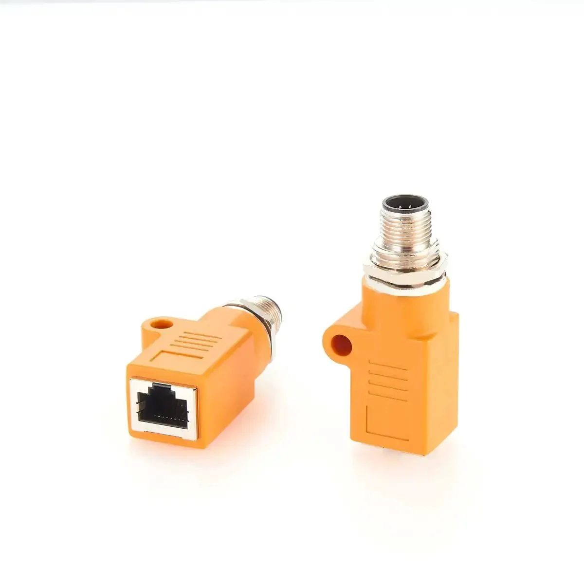 Waterproof M12 To RJ45 Bulkhead Adapter A Code 8 Pin Male To RJ45 Jack Straight Orange For Industrial Automation Machinery Sensors Easy Install And Weatherproof Connection For Reliable Industrial Networking - Image 4