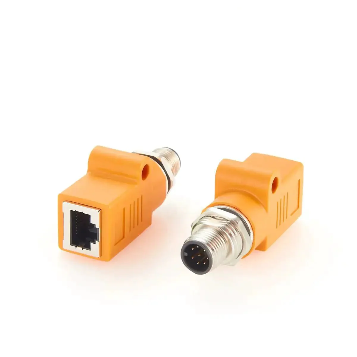 Waterproof M12 To RJ45 Bulkhead Adapter A Code 8 Pin Male To RJ45 Jack Straight Orange For Industrial Automation Machinery Sensors Easy Install And Weatherproof Connection For Reliable Industrial Networking - Image 5