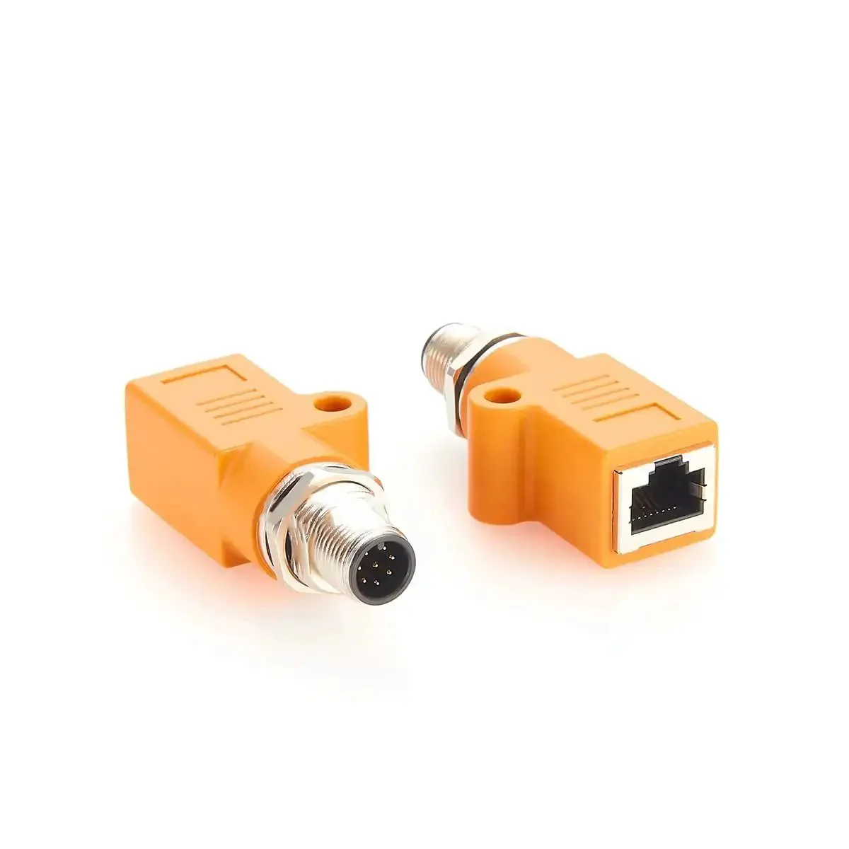 Waterproof M12 To RJ45 Bulkhead Adapter A Code 8 Pin Male To RJ45 Jack Straight Orange For Industrial Automation Machinery Sensors Easy Install And Weatherproof Connection For Reliable Industrial Networking - Image 6