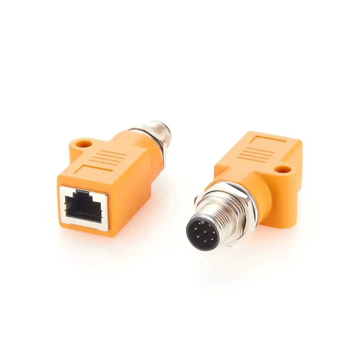 Waterproof M12 To RJ45 Bulkhead Adapter A Code 8 Pin Male To RJ45 Jack Straight Orange For Industrial Automation Machinery Sensors Easy Install And Weatherproof Connection For Reliable Industrial Networking - Image 7