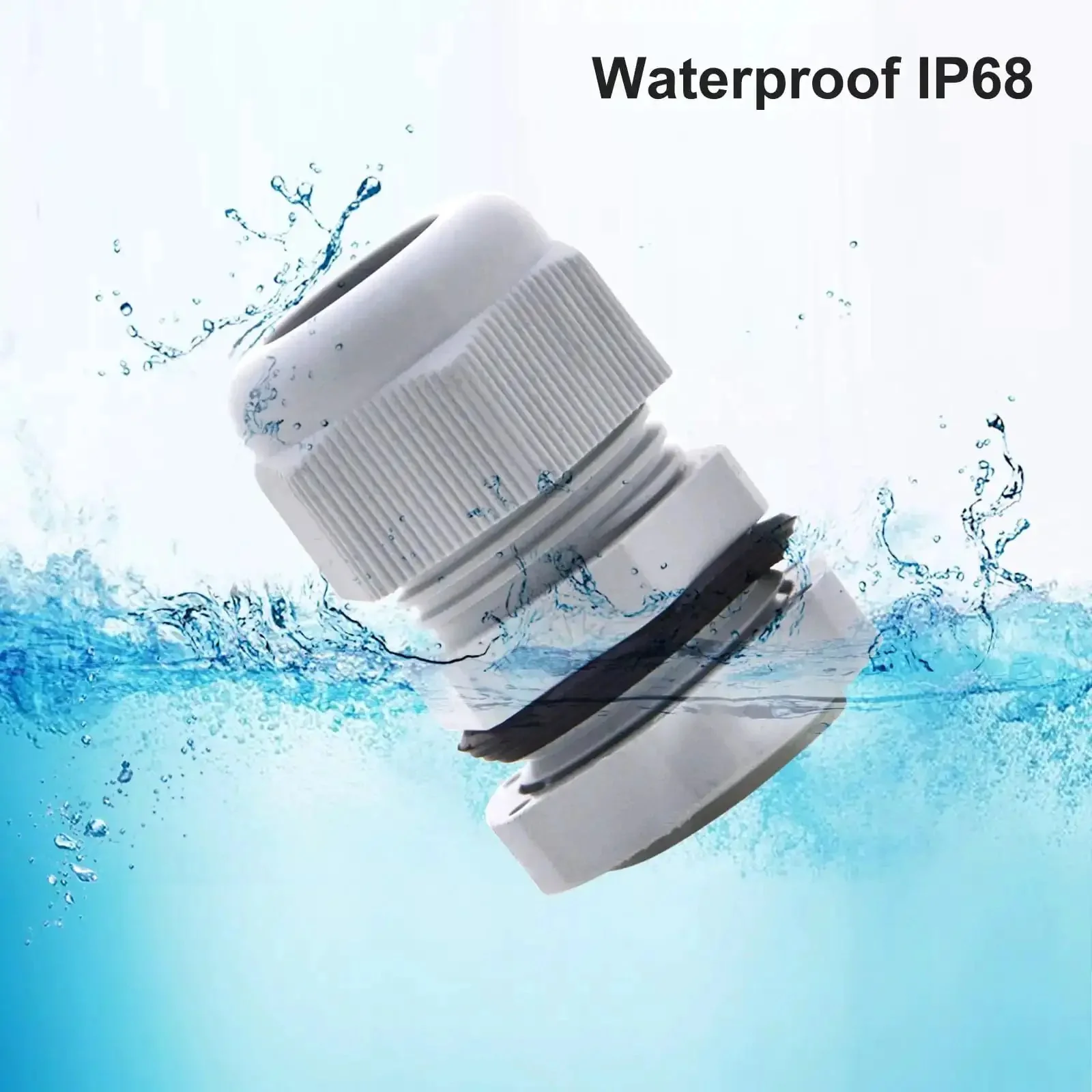 Waterproof NPT Cable Glands Half Inch Gray Nylon 25 Pack Adjustable Cable Gland Strain Relief Cord Grips Connector with Gaskets and Locknut for Durable Enclosures and Electrical Wiring - Image 4