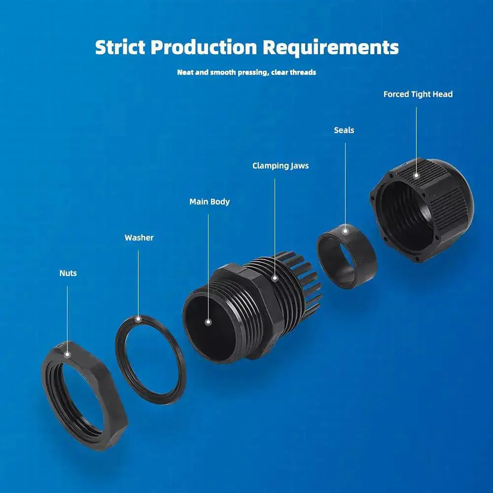 Waterproof NPT Quarter Inch Cable Gland Kit Twenty Pack With Adjustable Fittings Nylon PA66 With Gaskets For No Brainer Strain Relief And Cord Connectors In Electrical Enclosures - Image 3