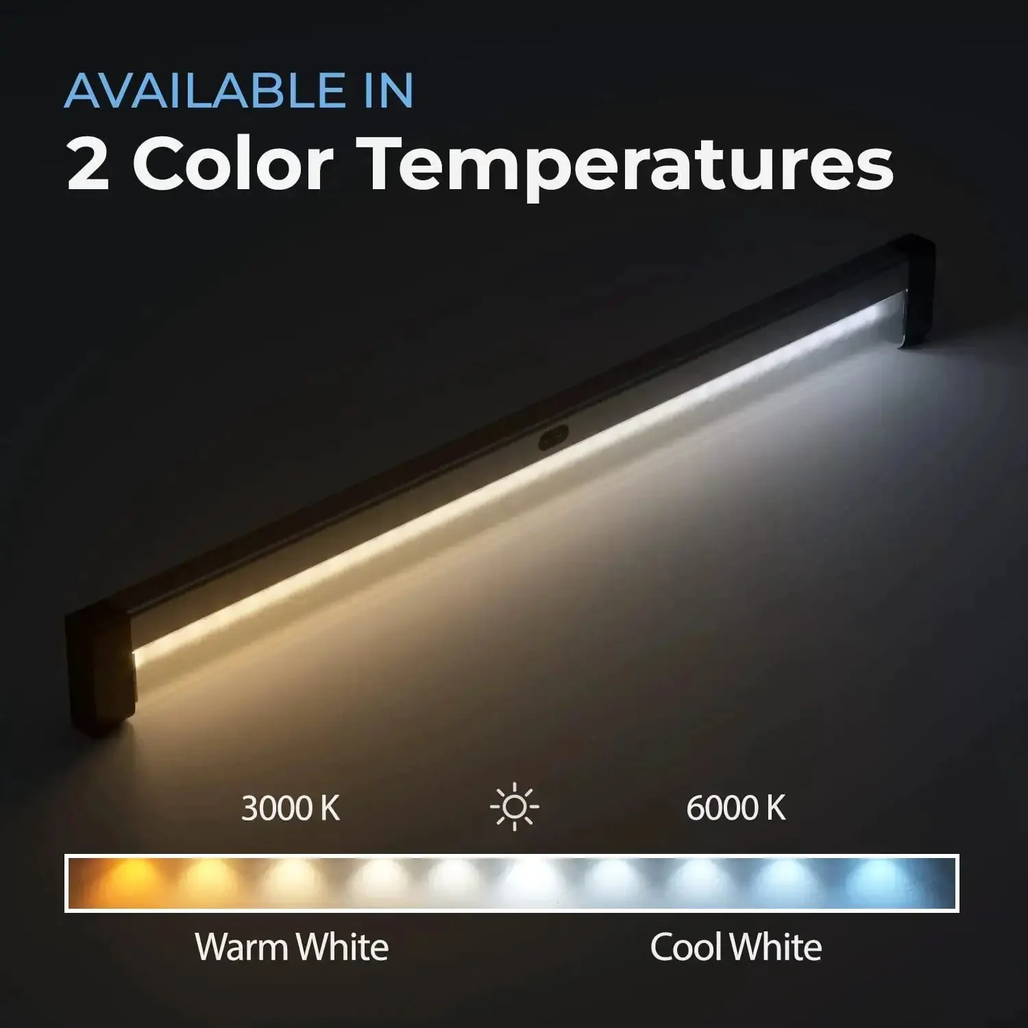 Wave Activated Under Cabinet LED Lighting Kit 20 Inch Dimmable, Touchless Dimming, Black Under Counter Lights For Kitchen, Garage, Office And Desk, Warm White 3000K - Image 3