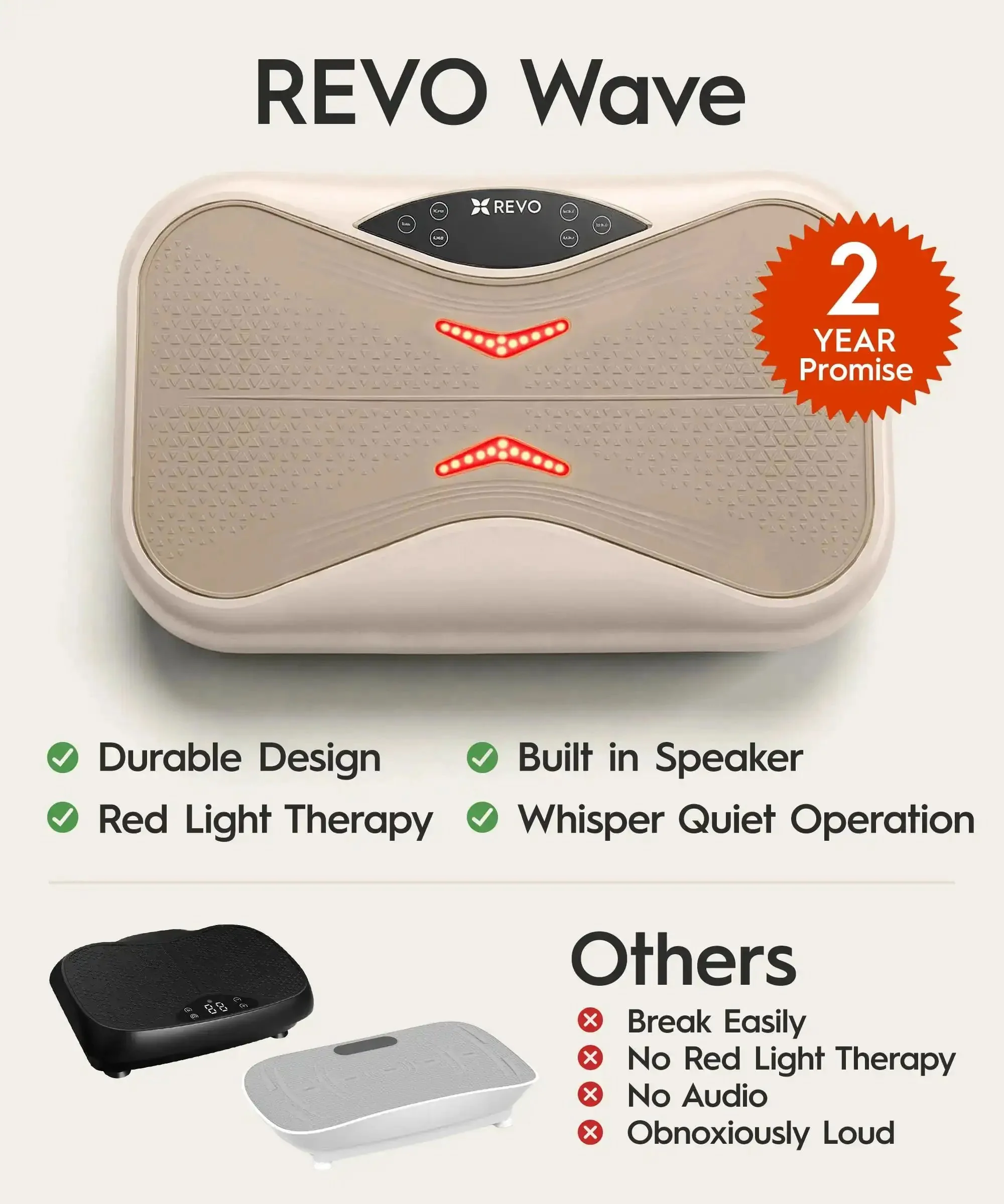 Wave Board With Red Light Therapy And Vibration Plate For Lymphatic Drainage, Built In Bluetooth Speakers, Resistance Bands, And Remote, Full Body Workout Machine For Home Gyms, 330 Lbs Capacity - Image 3