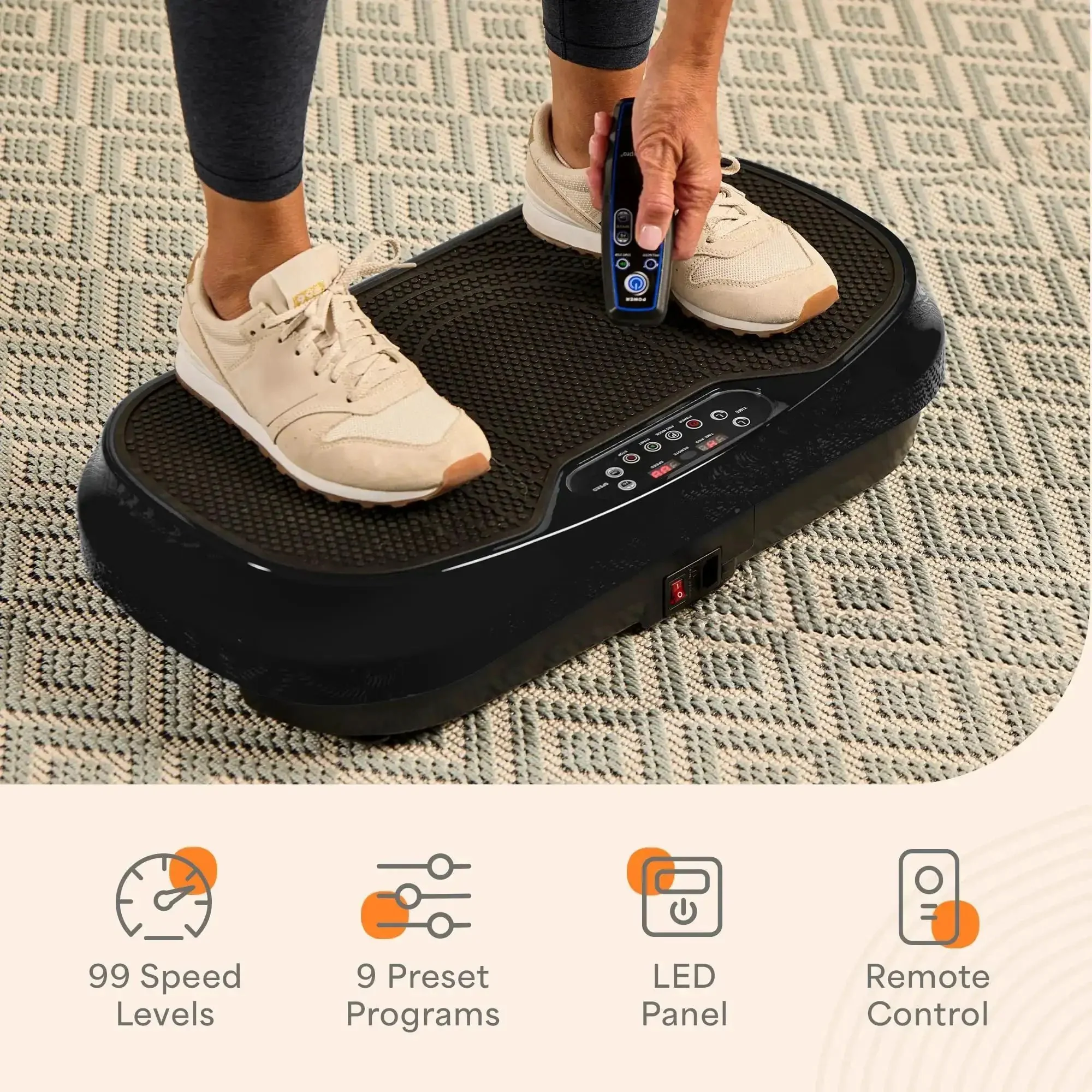 Waver Mini Vibration Plate For Full Body Toning And Lymphatic Drainage With Remote And Bands, Compact Shake Machine, 99 Speed Levels And 10 Presets For Stronger Muscles, Balance, And Flexibility For Home Gyms - Image 6