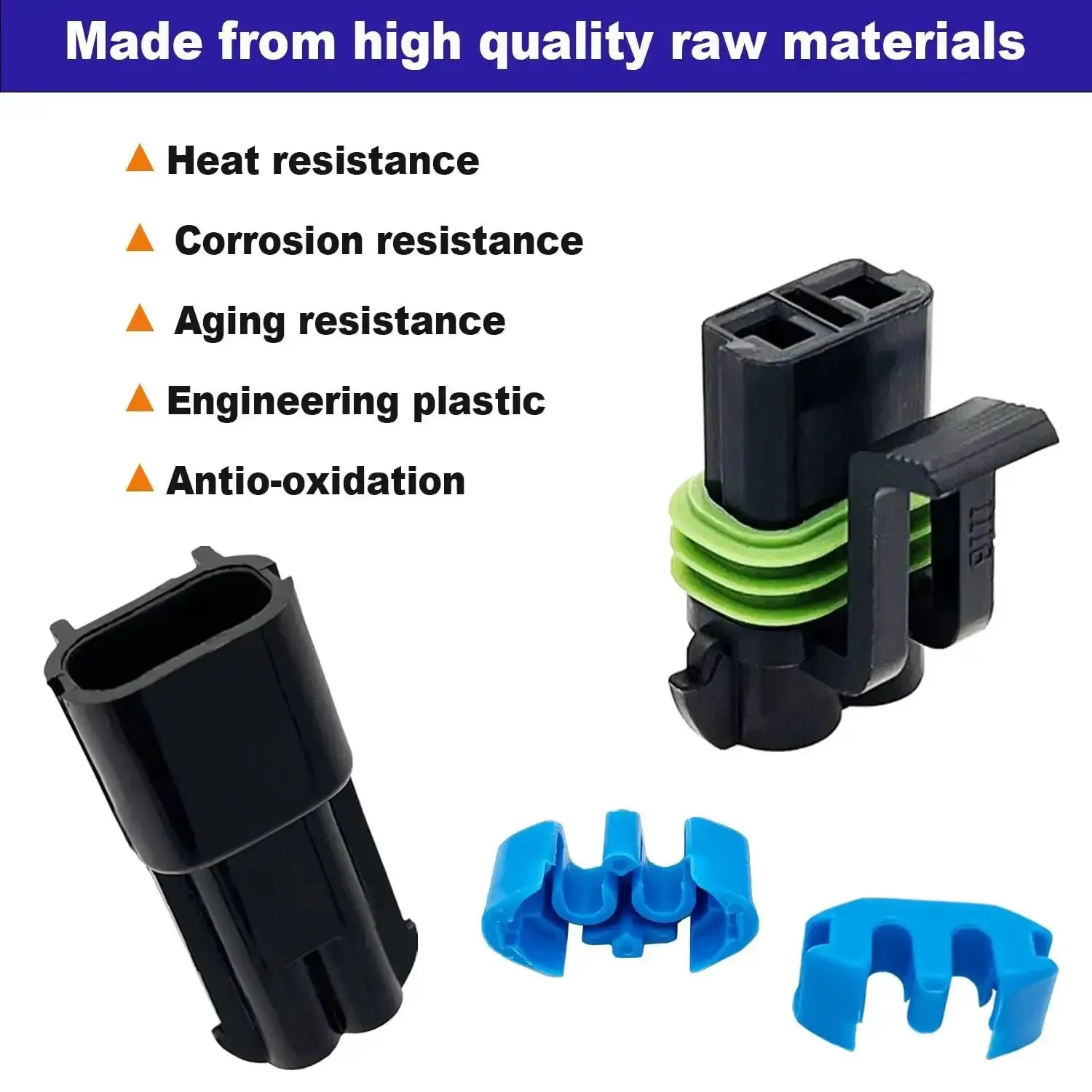 Weather Pack 2 Pin Waterproof Automotive Connector Kit With Male And Female Terminals For 14 To 12 AWG Wire Includes 8 Sets And 32 Pcs Heat Shrink Tubing With Glue For Reliable Electrical Wiring - Image 6