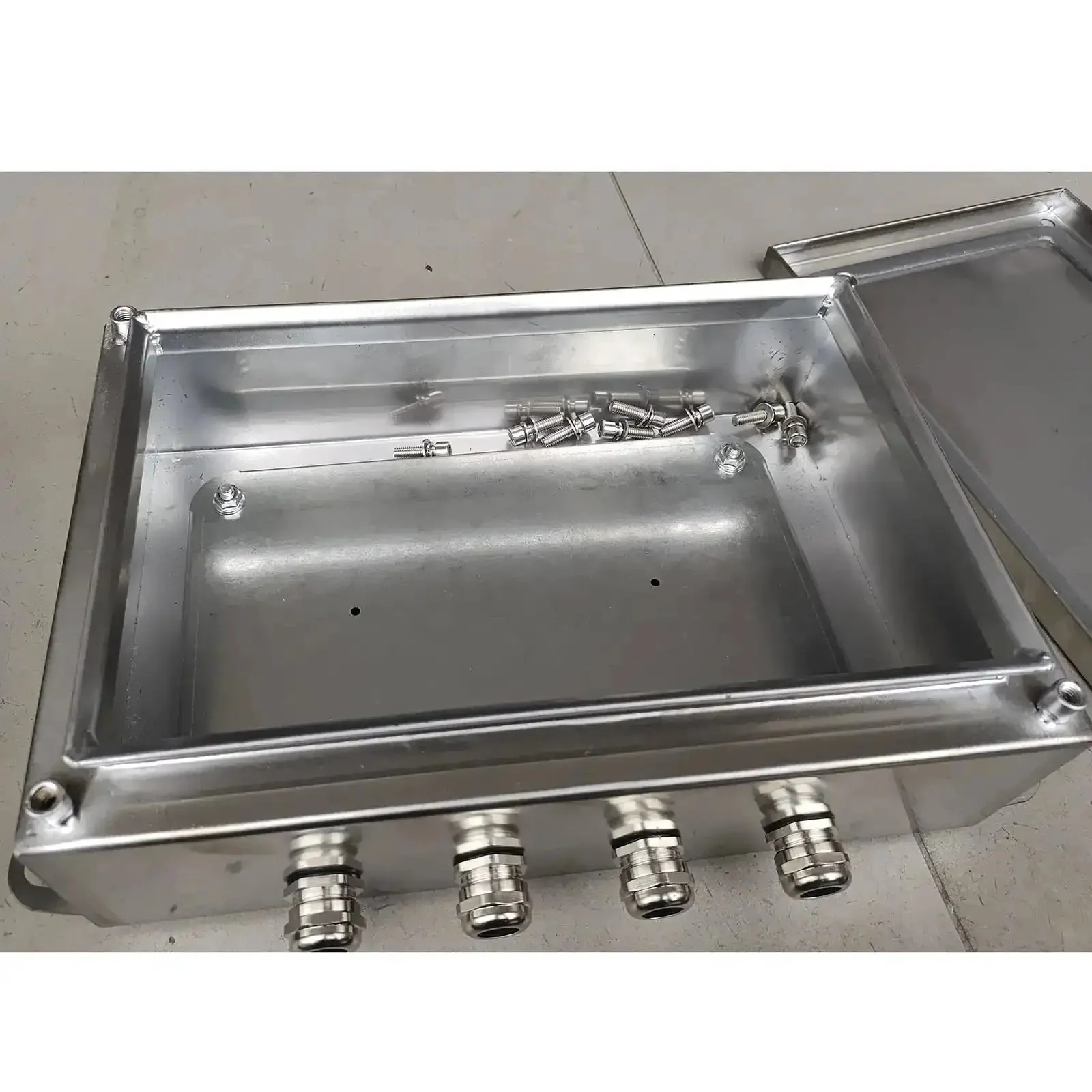 Weatherproof Junction Box For Wall Mount Tough As Nails Built To Last Heavy Duty 304 Stainless Steel Enclosure With Three Cable Glands For Electrical Projects Control Panel Box 50x50x20 Cm And 19.7x19.7x7.9 In - Image 2