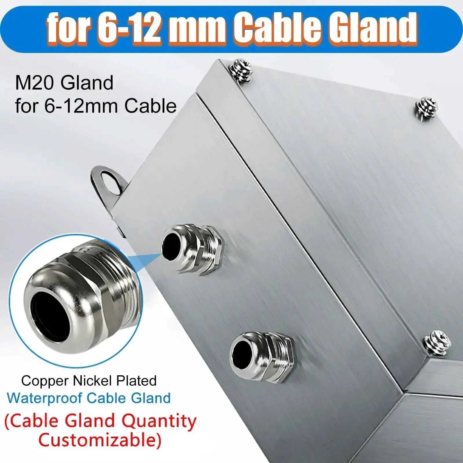 Weatherproof Junction Box For Wall Mount Tough As Nails Built To Last Heavy Duty 304 Stainless Steel Enclosure With Three Cable Glands For Electrical Projects Control Panel Box 50x50x20 Cm And 19.7x19.7x7.9 In - Image 6