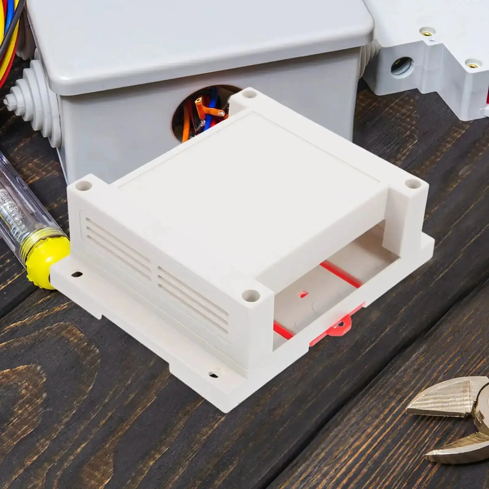 Weatherproof Outdoor Electrical Junction Box In Gray Flame Retardant ABS Plastic Industrial Enclosure For Wall Sockets And Control Panels Durable Outdoor Instrument Box - Image 6
