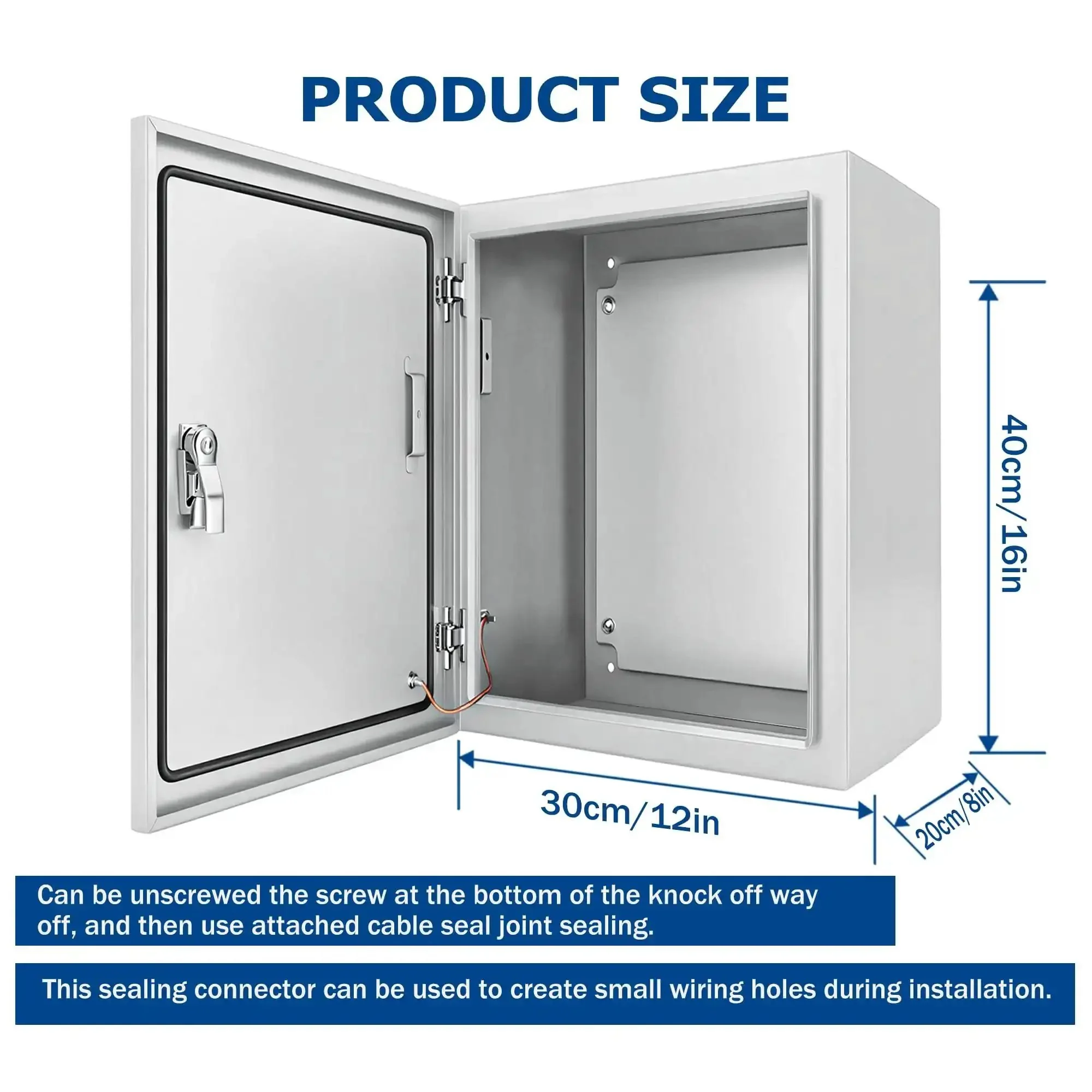 Weatherproof Steel Outdoor Junction Box With Locking Hasp IP66 Dustproof And Waterproof Enclosure 16 By 12 By 8 Inches DIN Rail And Mounting Plate Ready Ideal For Traffic Signal Controls And Solar Combiner Boxes - Image 7