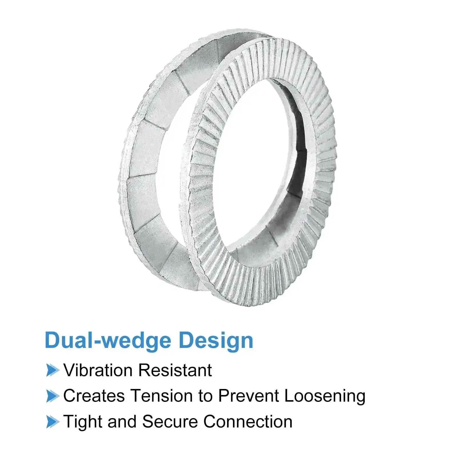 Wedge Locking Washers For M8 M10 M12 M16 M20 Bolts, 60 Pieces, Beefy Manganese Steel, Vibration Resistant Safety Washers, Assortment Kit, DIN 25201 Standard - Image 4