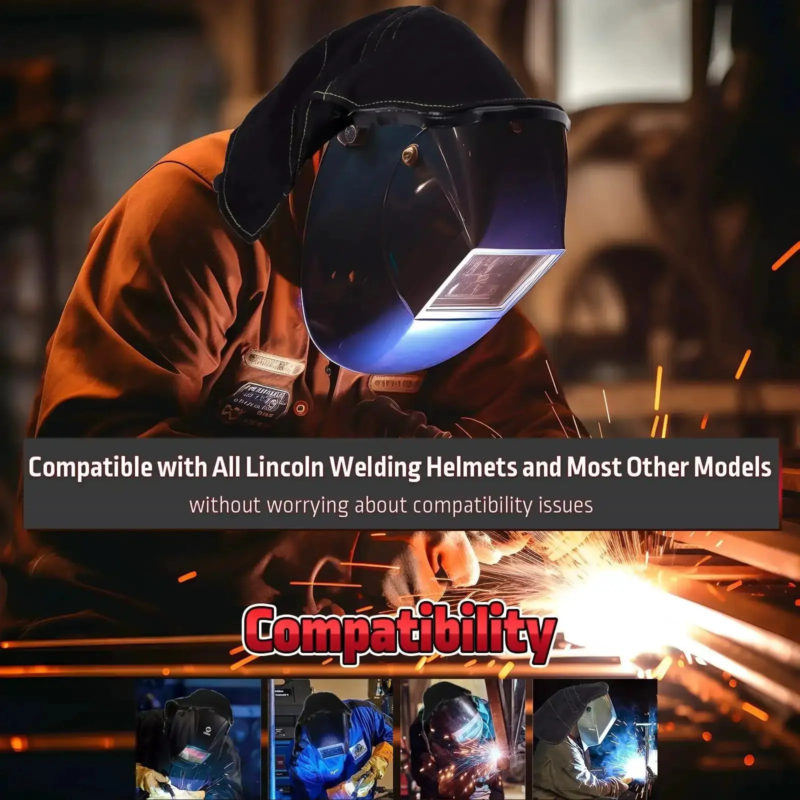 Welding Hood Cover With Extended Wraparound Neck Protector FR Cotton Rear Cover With Press Fit Seal Keeps Your Neck Safe While Shielding Back Of Head Fits Most Helmets Reduces Spatter Sparks And Glare - Image 2