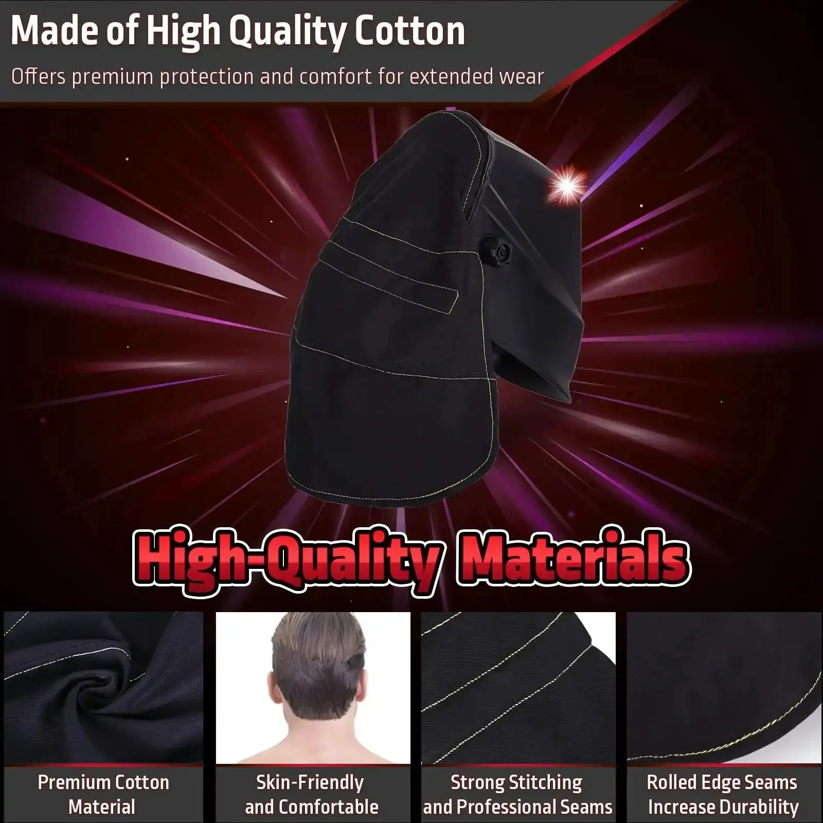 Welding Hood Cover With Extended Wraparound Neck Protector FR Cotton Rear Cover With Press Fit Seal Keeps Your Neck Safe While Shielding Back Of Head Fits Most Helmets Reduces Spatter Sparks And Glare - Image 4