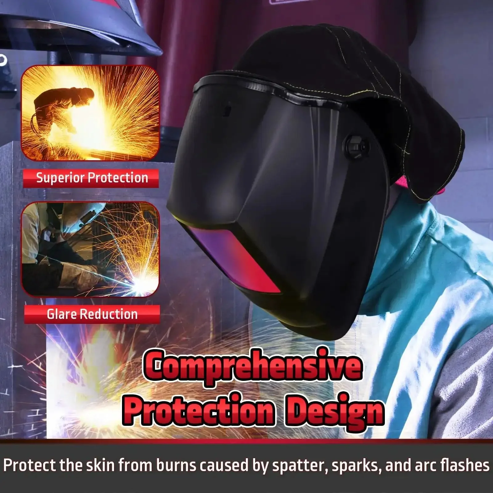 Welding Hood Cover With Extended Wraparound Neck Protector FR Cotton Rear Cover With Press Fit Seal Keeps Your Neck Safe While Shielding Back Of Head Fits Most Helmets Reduces Spatter Sparks And Glare - Image 6