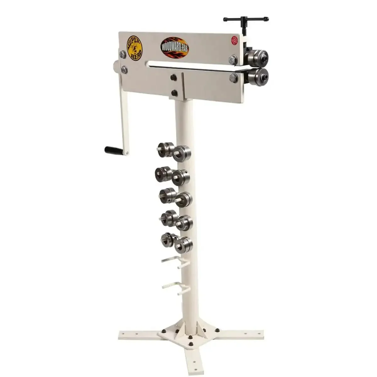 WFBRSB18 Stand For Super Bead Roller Floor Stand With 40 Inch Work Height 7 Die Rack Heavy Duty Steel Construction Pre Drilled Holes For Permanent Mounting White Finish Built For Easy Setup In Pro Metal Fabrication - Image 3