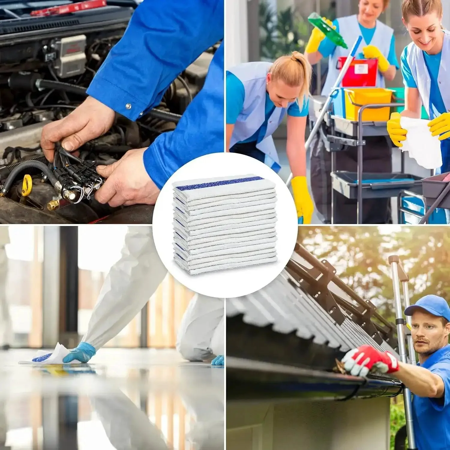 White Cotton Blend Shop Towels 60 Pack Bulk 22x44 Inches B Grade Cleaning Rags For Auto Industrial And Commercial Use Absorbent Terry Towels Box Built Tough For Spills And Wipes In Busy Shops And Garages - Image 3