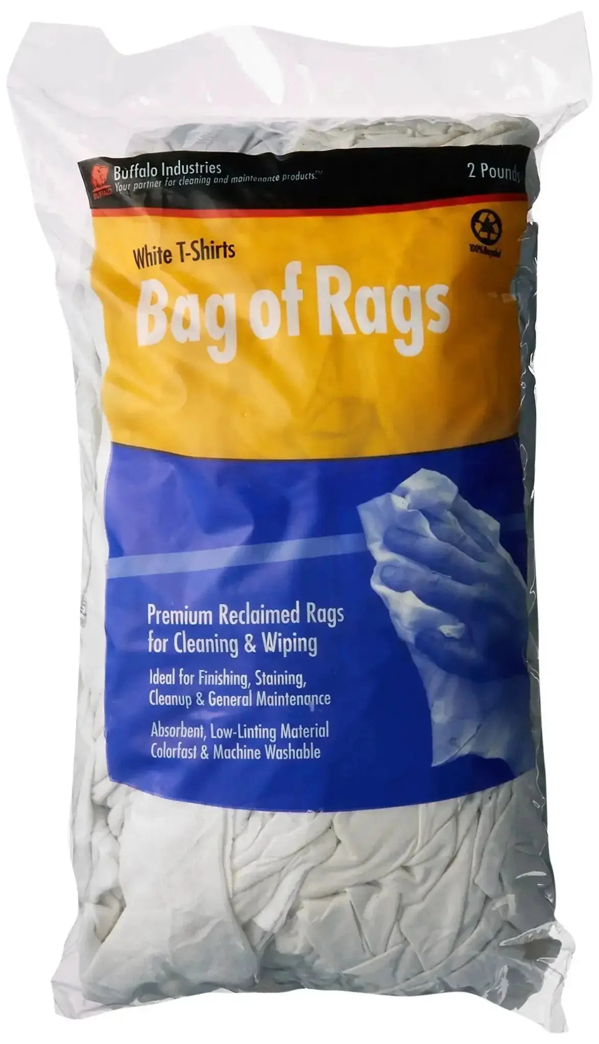 White Knit T Shirt Cloth Rags 8.5 x 4.5 Inches Small Pack For All Purpose Wiping Cleaning And Polishing Practically Lint Free Soft Absorbent Non Scratch Rags 2 Lb Bag For Garage Car Home Use