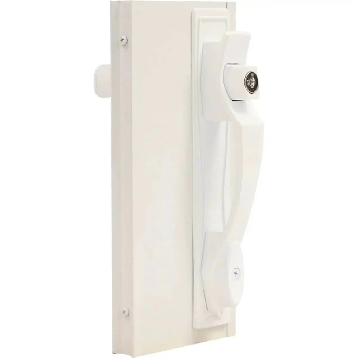White Push Button Heavy Duty Storm Door Latch With Keyed Lock Set, Replacement Latch Handle For 1-3/4 Inch Center Mount Holes, Stylish Security Upgrade For Exterior Doors - Image 2